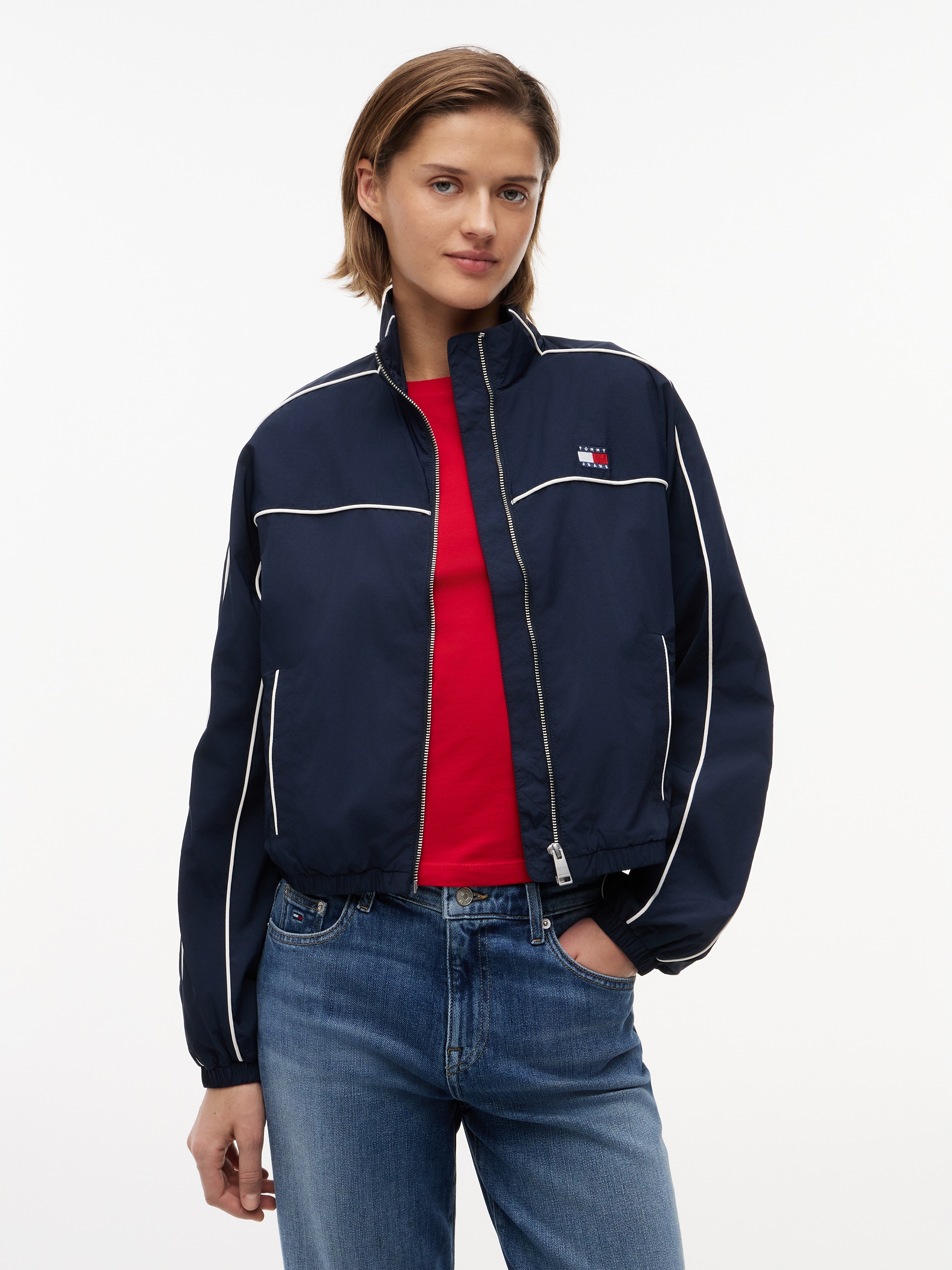 Image of Tommy Jeans Blouson "TJW NYLON PIPING JACKET" mit kontrastfarbener Paspelierung