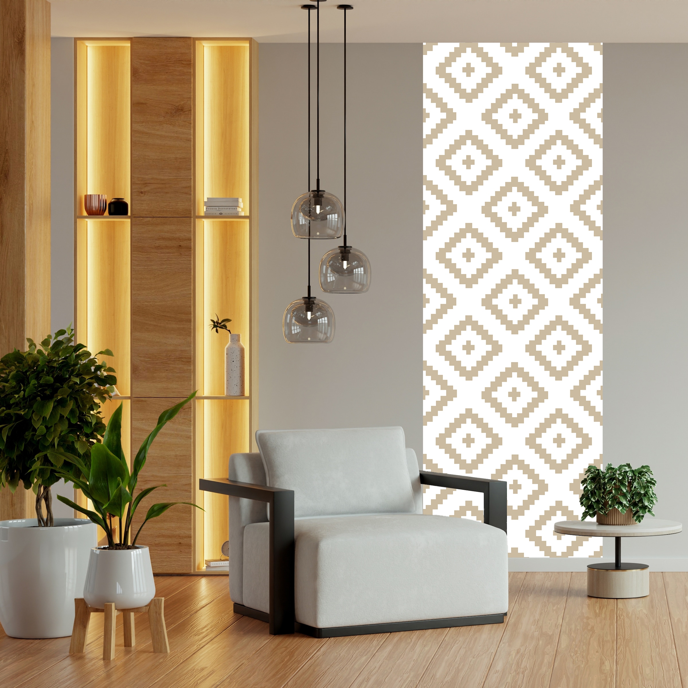 Image of queence Vinyltapete "Muster-Beige" Farbverlauf abstrakt bedruckt gemustert glatt 90x250cm, selbstklebend, kinderleichte Anbringung, Sticker