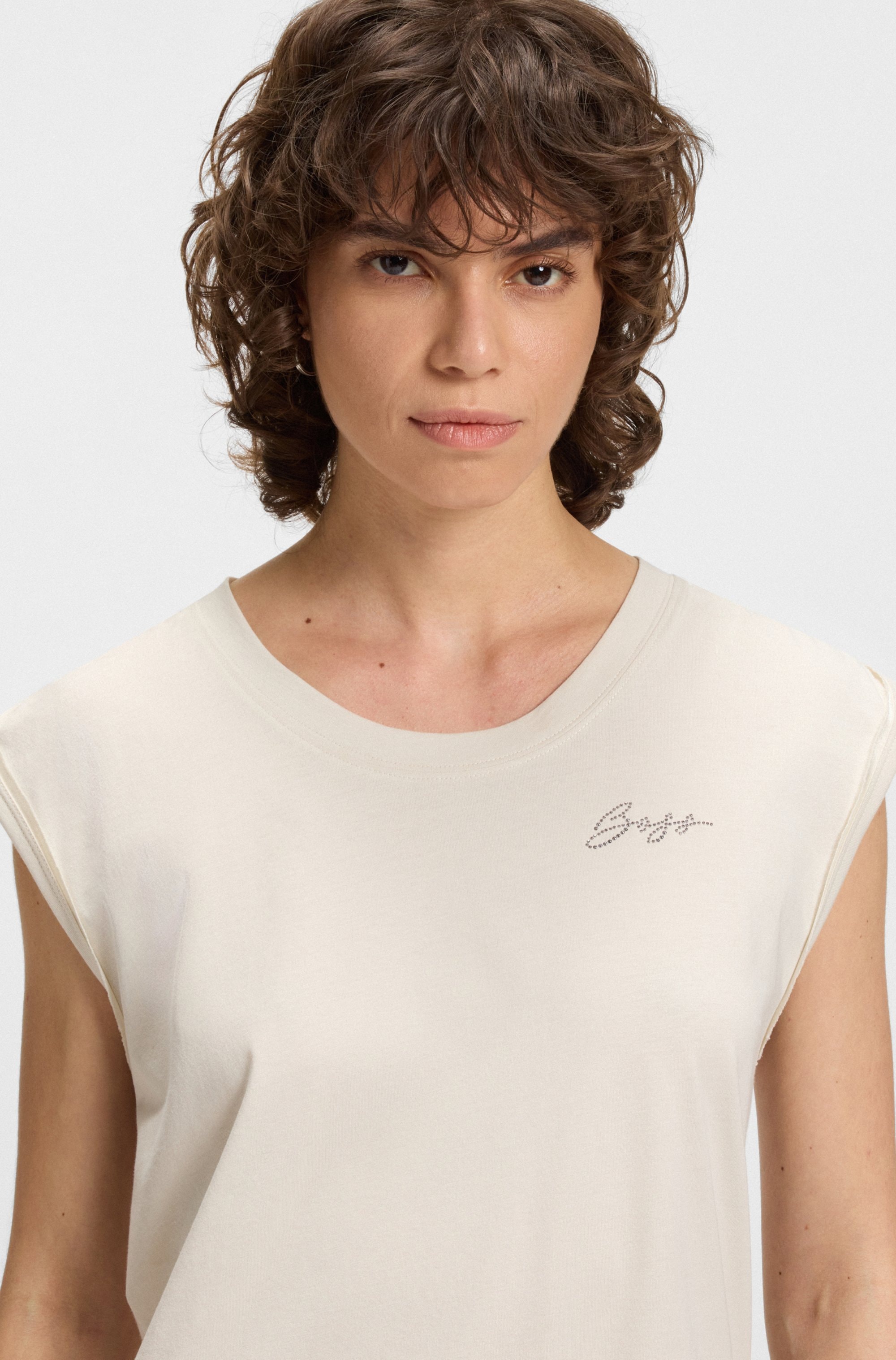 BOSS ORANGE Rundhalsshirt »Elai Premium Damenmode«, im Relaxed Fit, ärmellos