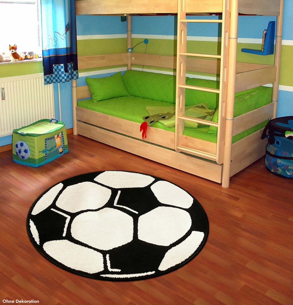 HANSE Home Kinderteppich »Fussball«, rund, Kinder-Teppich, Rutschfest, Kurzflor, Fussball, Kinderzimmer, Spiel
