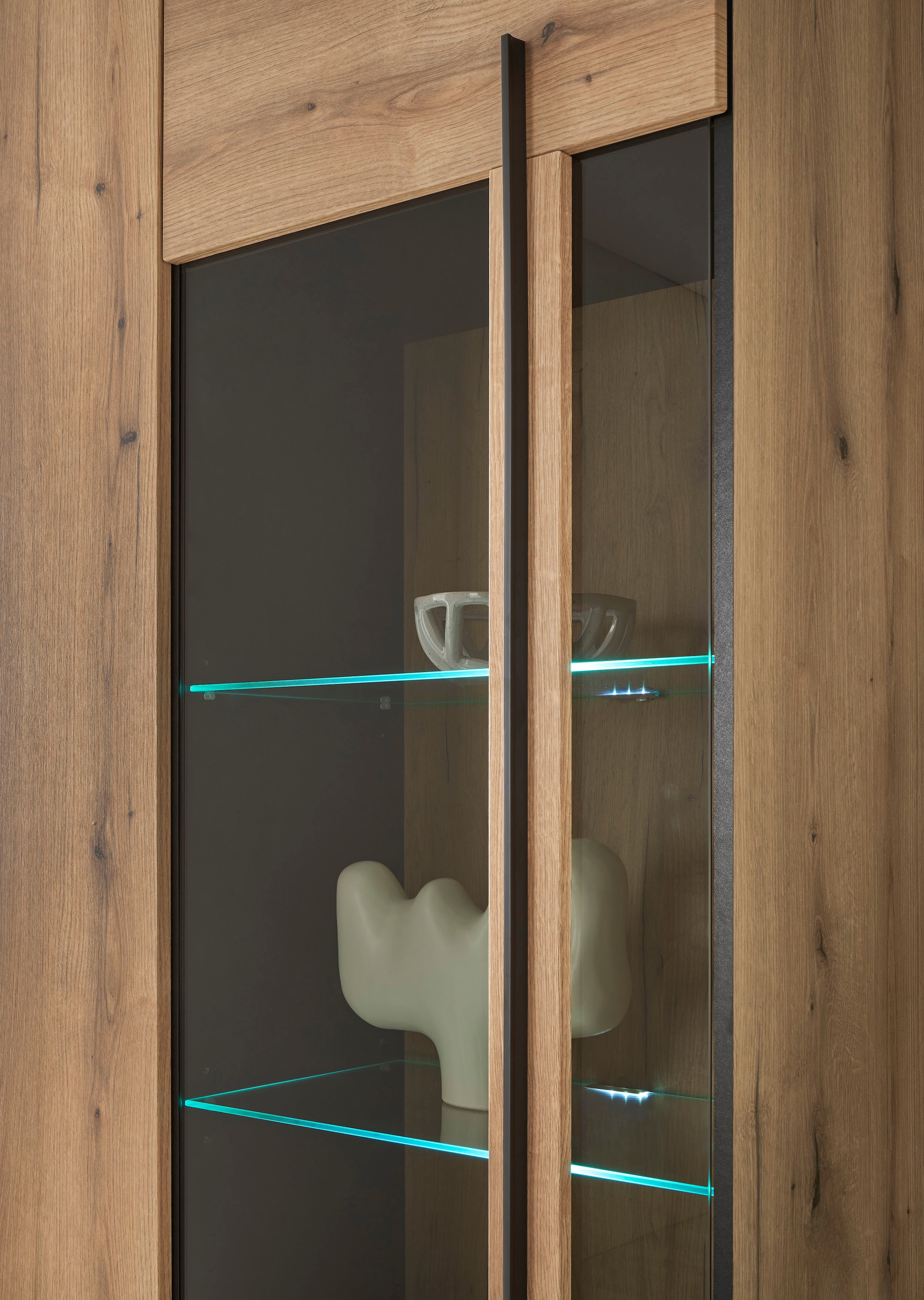 INOSIGN Wohnwand »Cantara, moderne Anbauwand, Wohnzimmer-Set, in Eiche Evoke oder Weiss«, (Set), enthält zwei Vitrinen, ein Lowboard und ein Wandboard