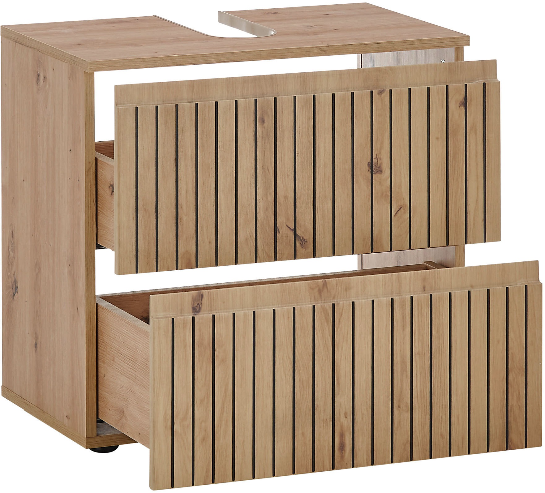 BASIC by Balculina Armoire sous lavabo »Austin« 1 cuis tlg. Largeur 60 cm, 2 tiroirs avec sortie sous-meuble