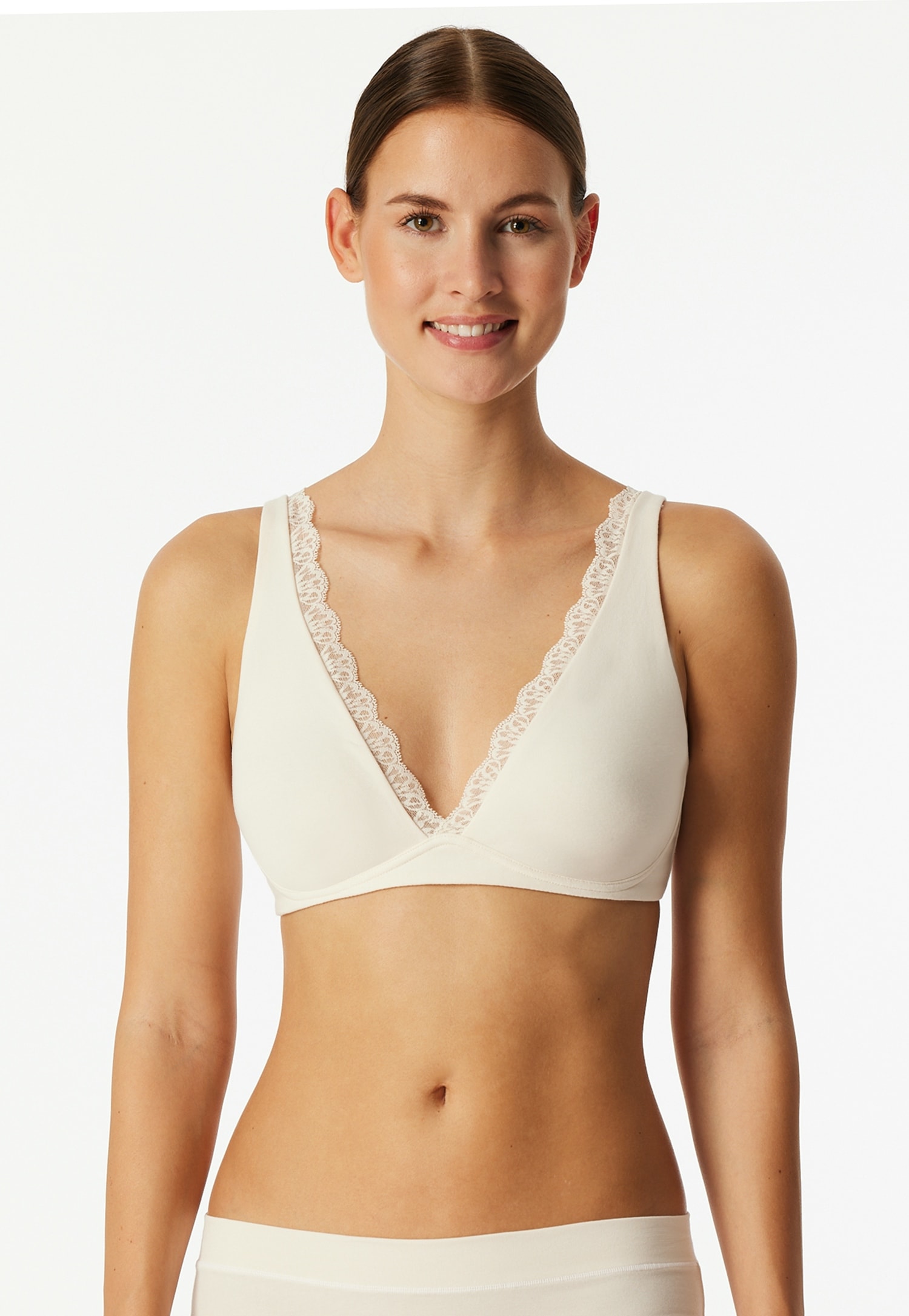 Image of Schiesser Bügelloser BH "Unique Cotton" Spitzenband am Dekolleté, Baumwollmischung, gemoldete Cups