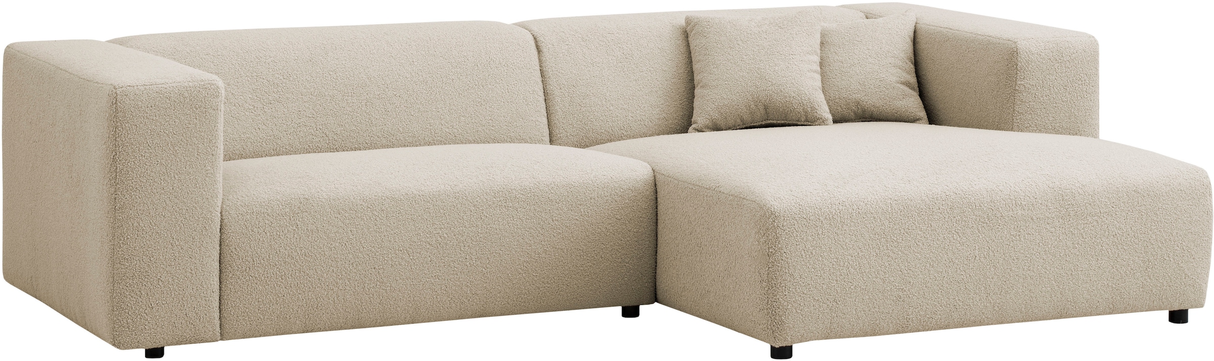 andas Ecksofa »BAKELS, L-Form in Cord oder Boucle-Stoff, moderne Couch«, wahlweise Recamiere rechts/links, bequemer Sitzkomfort