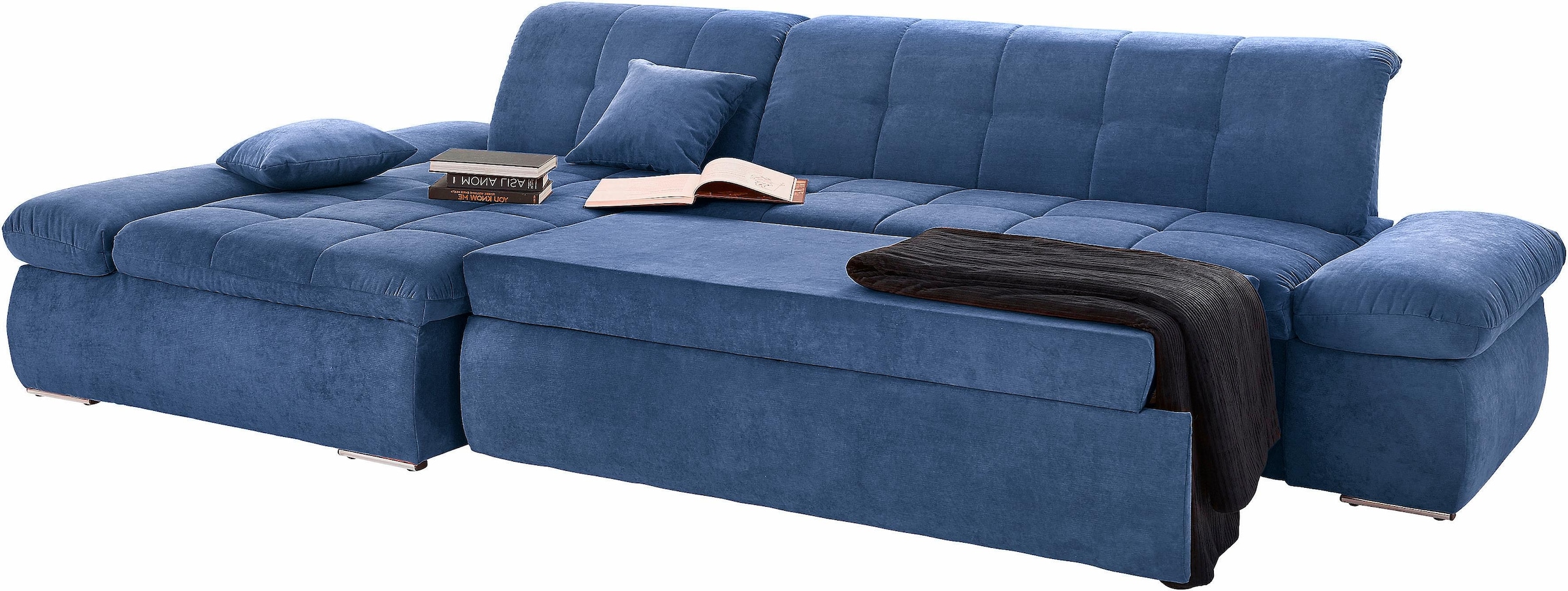 DOMO collection Ecksofa »NMoric XXL, B/T/H: 300/172/80cm, Revamierenabschluss L-Form«, wahlweise mit Bettfunktion und Armlehnverstel,lung