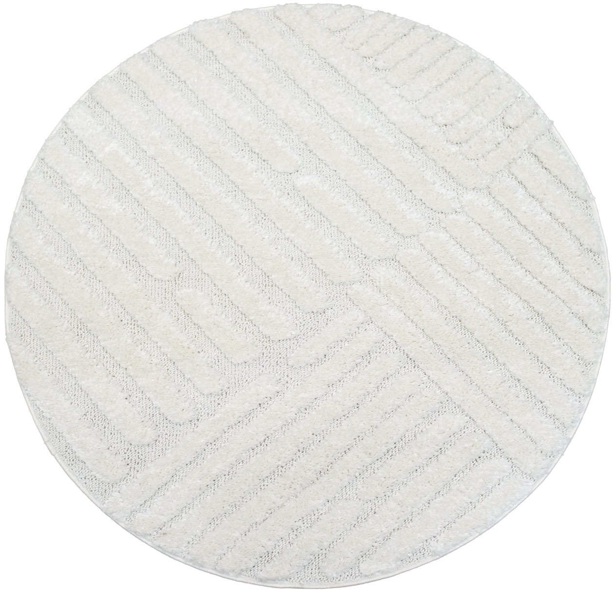 Carpet City Hochflor-Teppich »FOCUS749«, rund, 20 mm Höhe, Boho-Teppich, Hochtief-Muster/ 3D-Effekt, für Wohnzimmer, Schlafzimmer