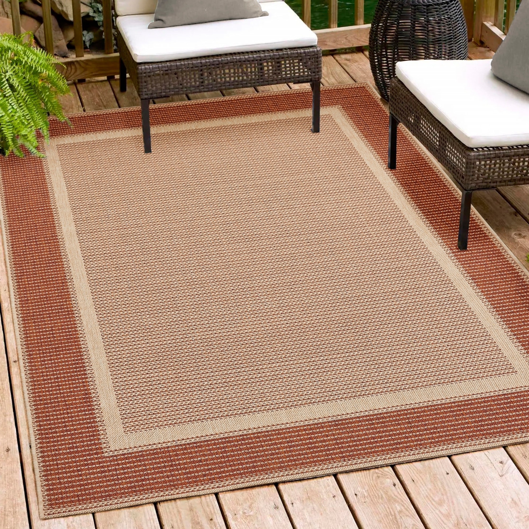 Andiamo Teppich »ARIZONA 2« rechteckig 5 mm Höhe Flachgewebe, mit Bordüre, In- und Outdoor geeignet, Wohnzimmer