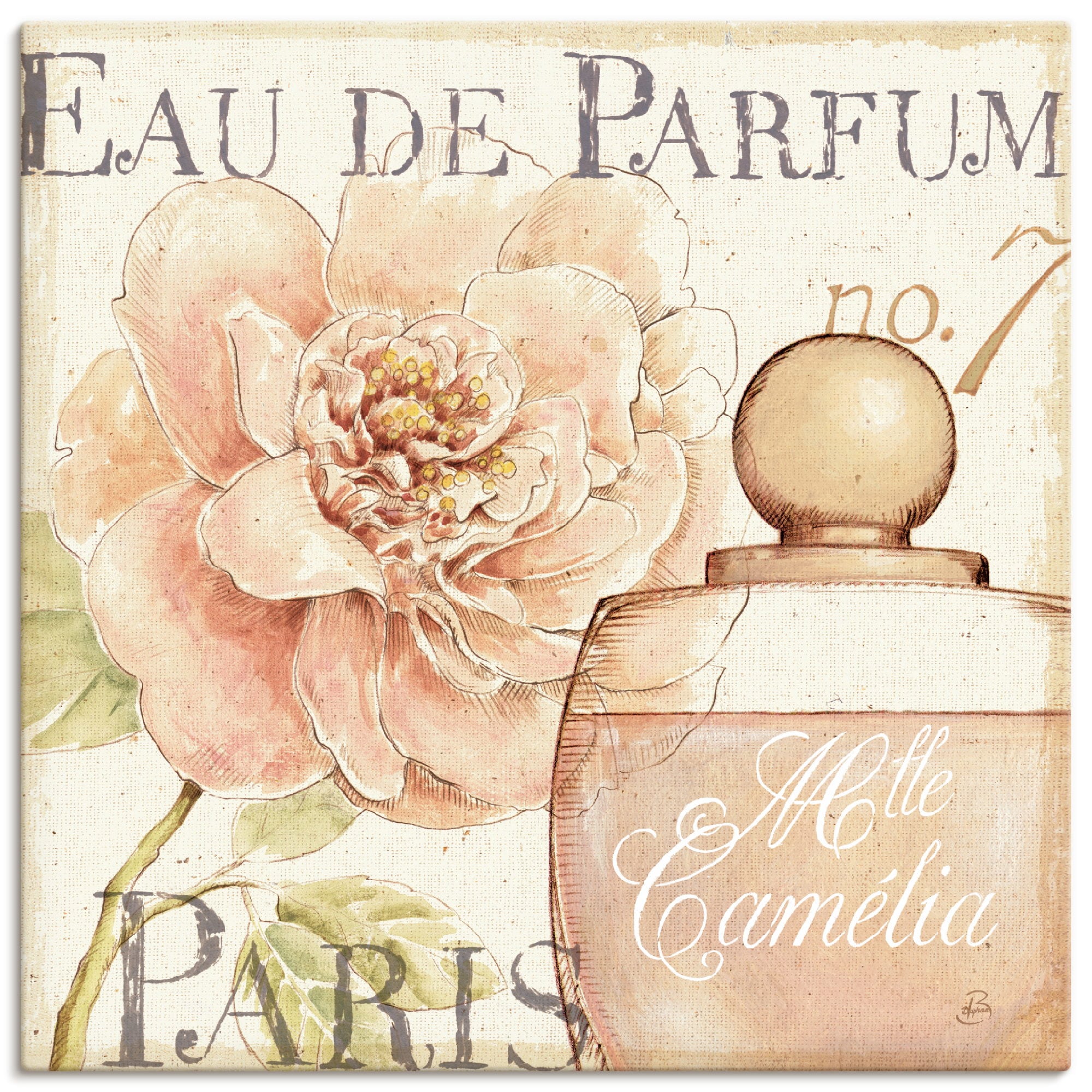 Image of Artland Leinwandbild "Blumen und Parfum II" Schilder 1 Stk. tlg. auf Holzrahmen gespannt