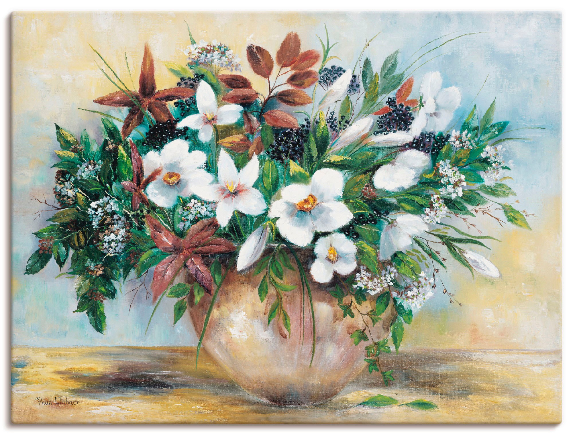 Image of Artland Leinwandbild "Grosszügige Blüten" Blumen 1 Stk. tlg. auf Holzrahmen gespannt