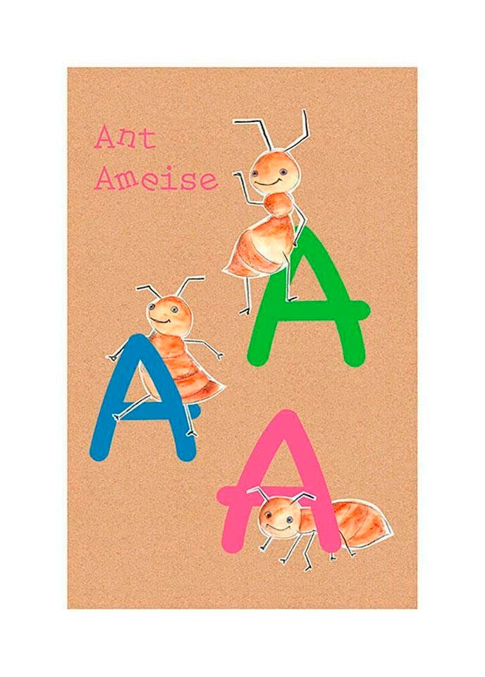 Image of Komar Bild "ABC Animal A" Buchstaben 1 Stk. tlg. Wandbild zur Dekoration - ohne Rahmen