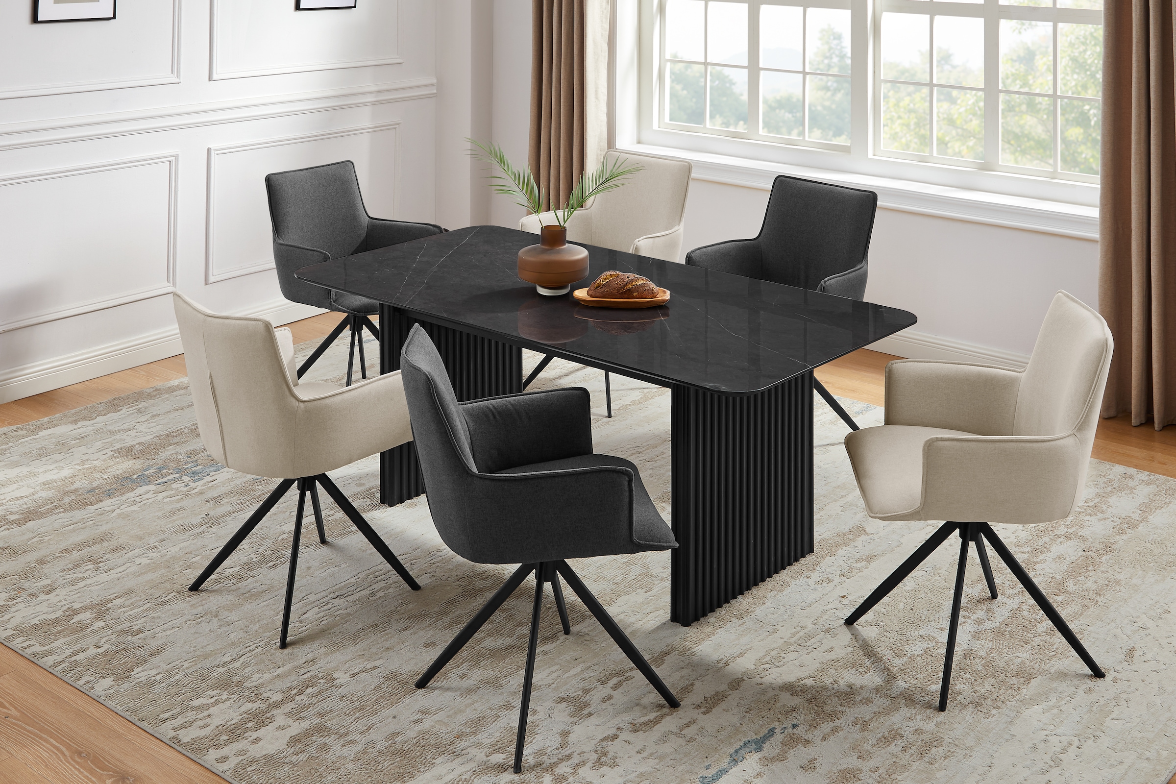 GOODproduct Drehstuhl »Amoreve« (Set) 2 Stk.hochwertiger Strukturstoff, ergonomisches Design, Metallgestell