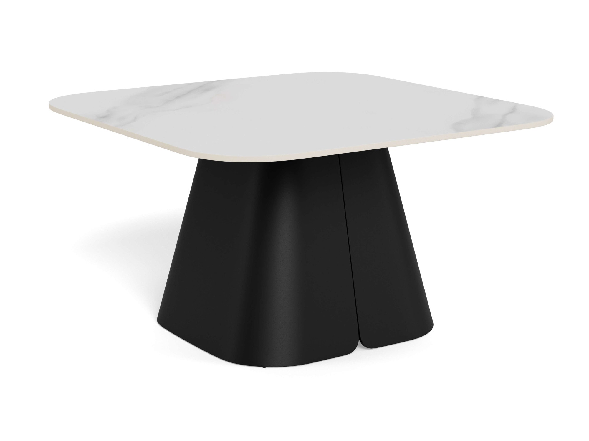 Image of ACTONA GROUP Couchtisch "Salinas, Sofatisch, Tisch, Beistelltisch" B/T/H: 80x80x48 cm, weisse Keramikplatte, abgerunde Ecken, schwarzer Stahlfuss