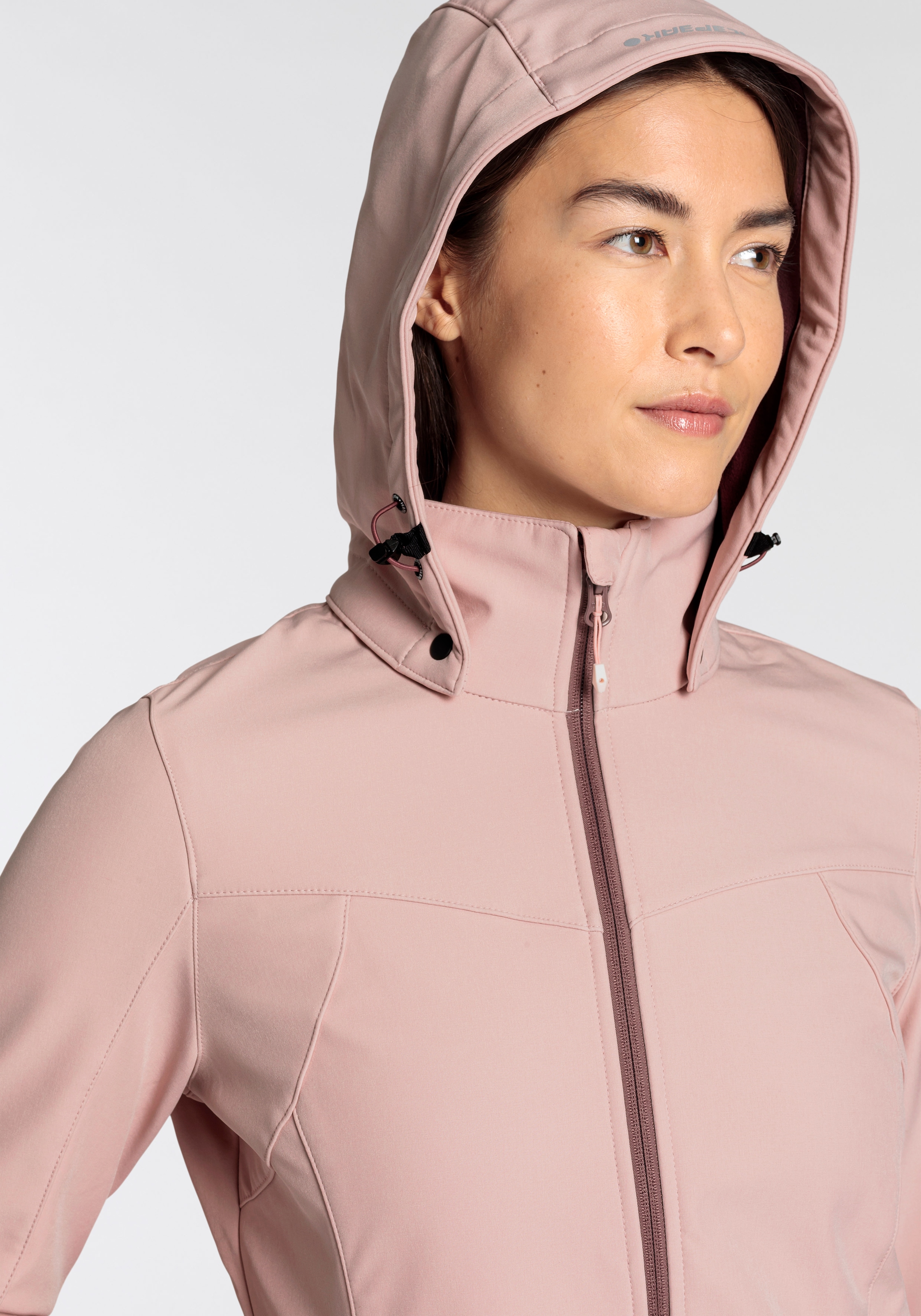 Icepeak Softshelljacke »D SOFTSHELLJACKE BRENHAM«, mit Kapuze, mit hohem Stehkragen