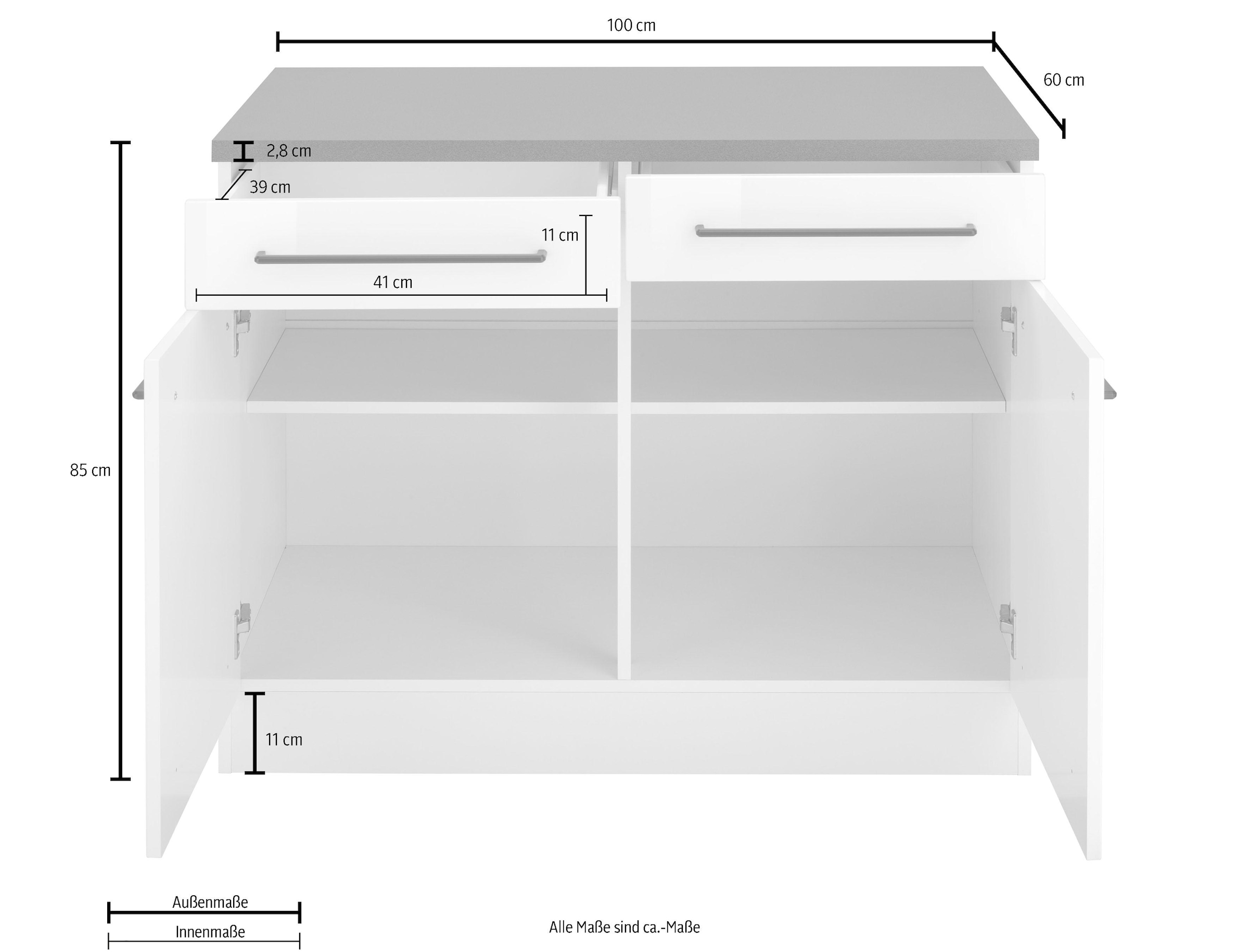 ♕ HELD schwarzer MÖBEL auf Türen, »Tulsa«, Front Metallgriff, Unterschrank MDF Schubkästen, breit, 100 2 cm versandkostenfrei 2