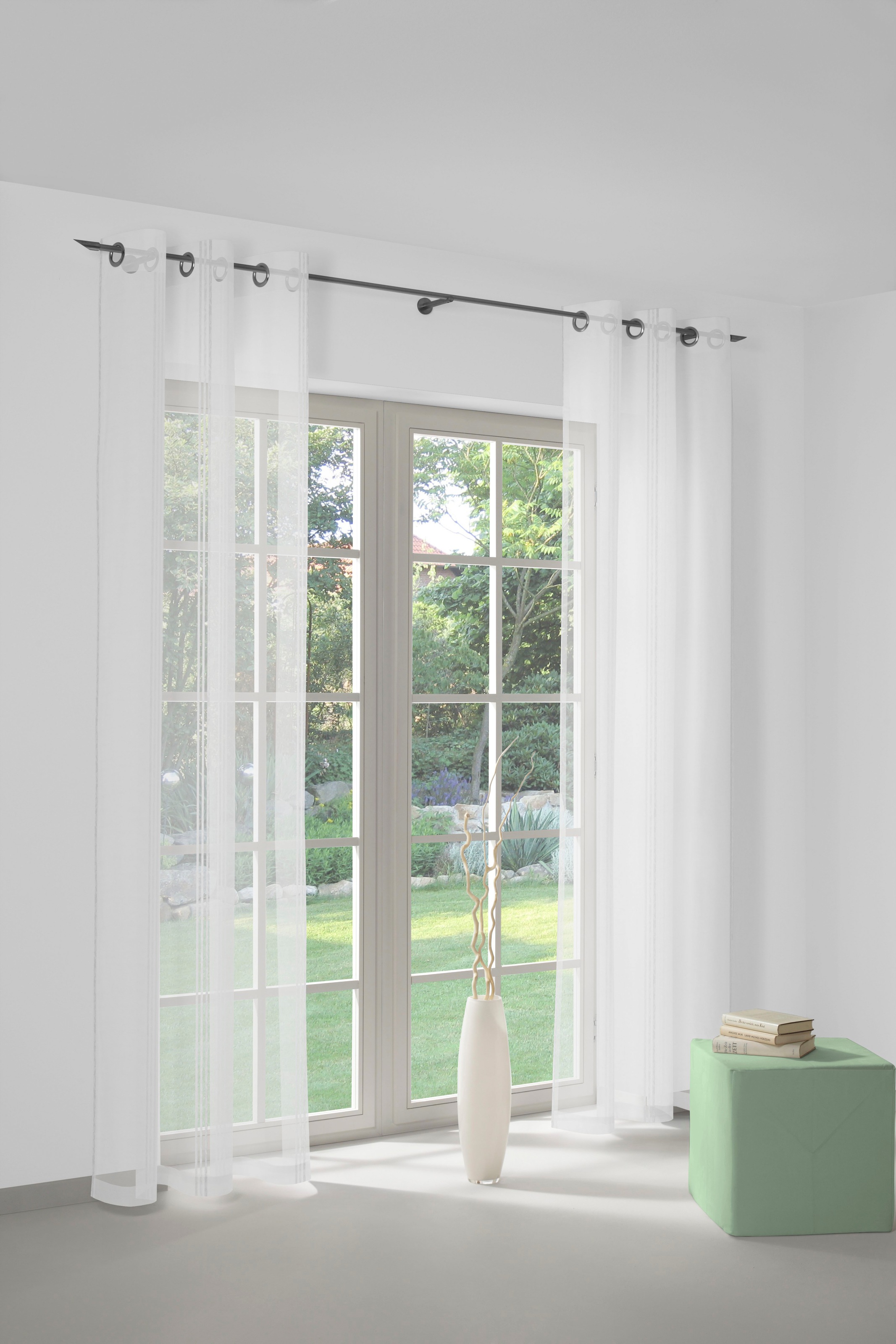Wirth Gardine »Chloé«, (1 St.), Fertigstore mit Ösen (Ø 4 cm) nach Mass