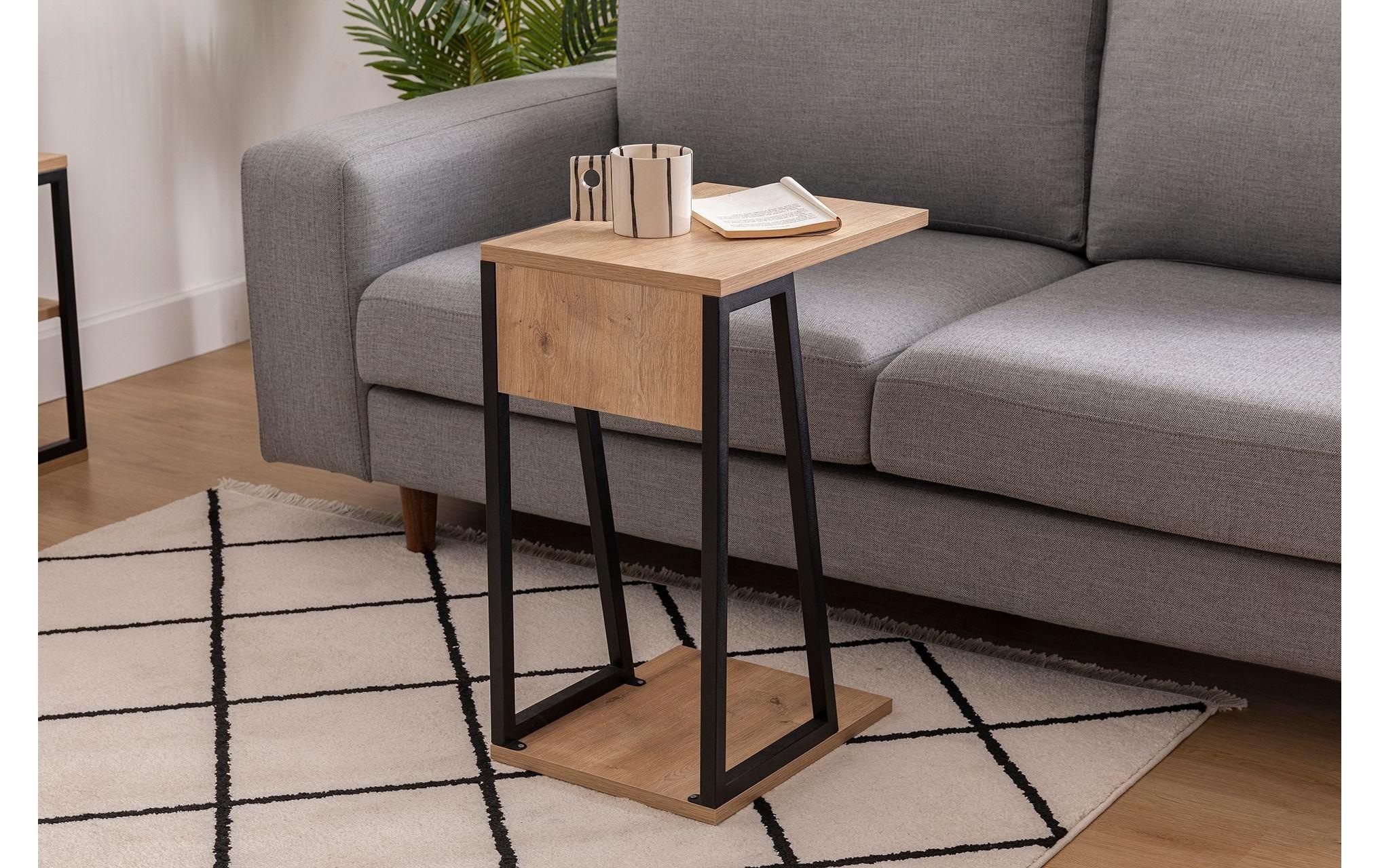 WOODY FASHION Beistelltisch »Lissa 30 x 56.8 cm, Beige/Schwarz«