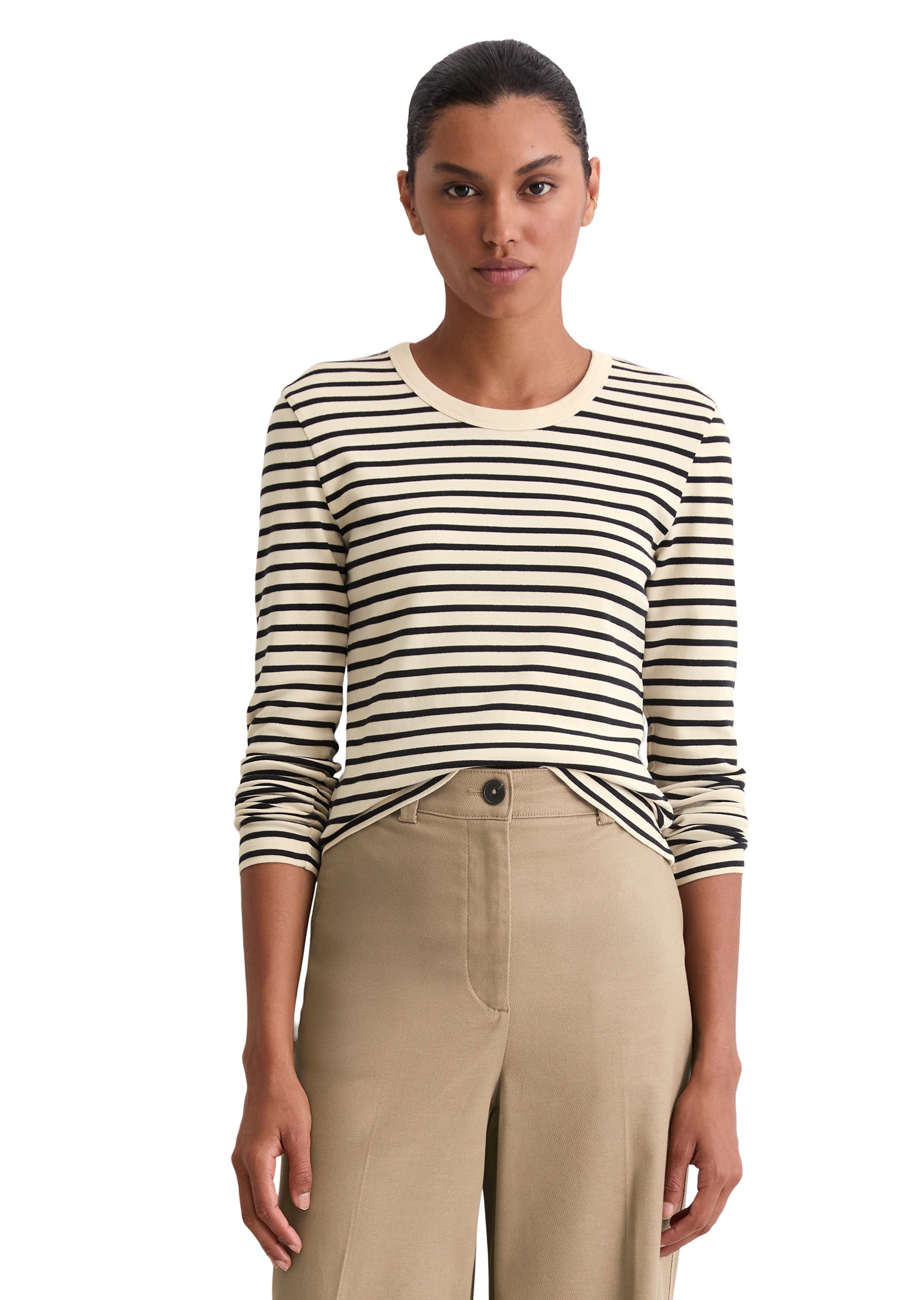 Image of Marc OPolo Longsleeve "regular fit aus reiner Bio-Baumwolle" geringelt