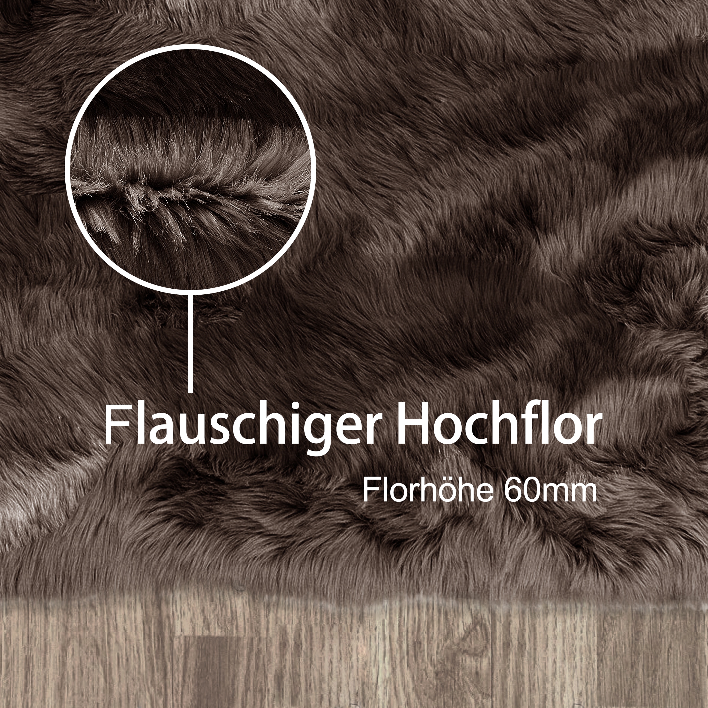 GOODproduct Tapis à poils longs »Valeria, Fellteppich, kuschelig, flauschig« Rectangulaire 60 mm Höhe Kunstfell, weiche Teppiche, Wohnzimmer, Schlafzimmer, Esszimmer