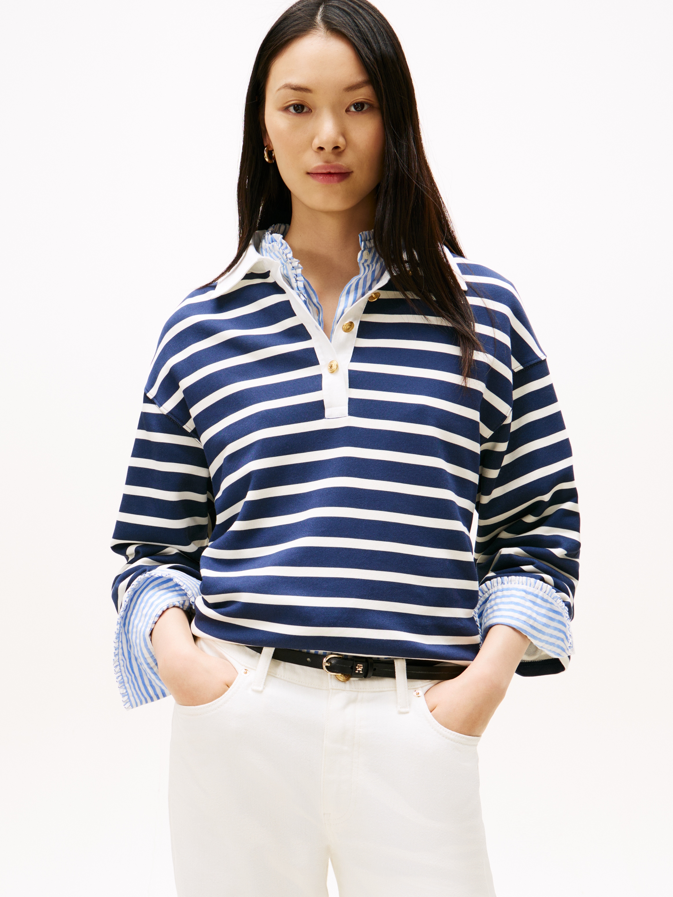 Image of Tommy Hilfiger Sweatshirt "GOLD BUTTON RUGBY TERRY SWTSHRT"