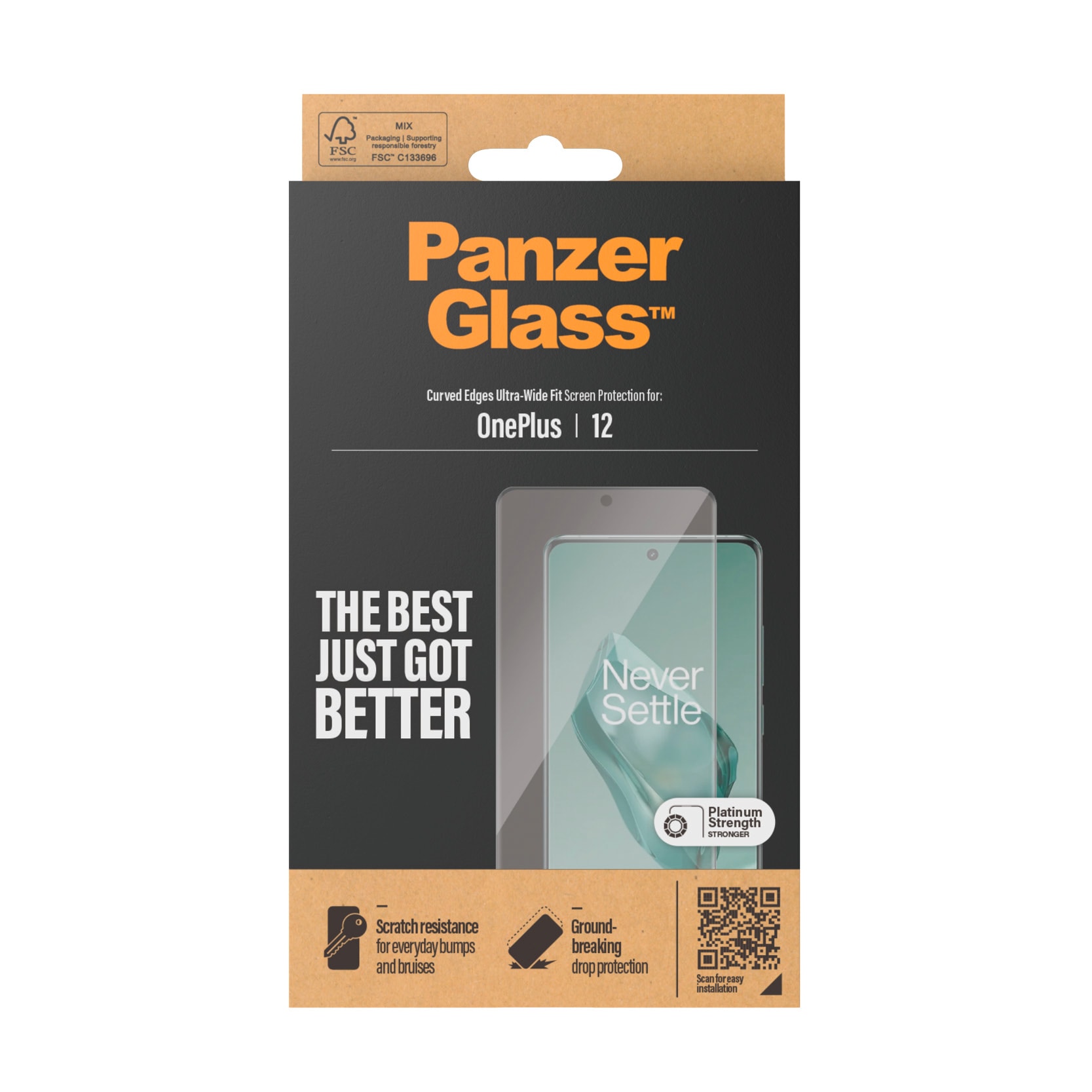 PanzerGlass Verre de protection d'écran »Curved Edges Ultra-Wide Fit Screen Protection« für OnePlus 12 Displayschutzfolie, Schutzfolie, Bildschirmschutz, kratz- & stossfest