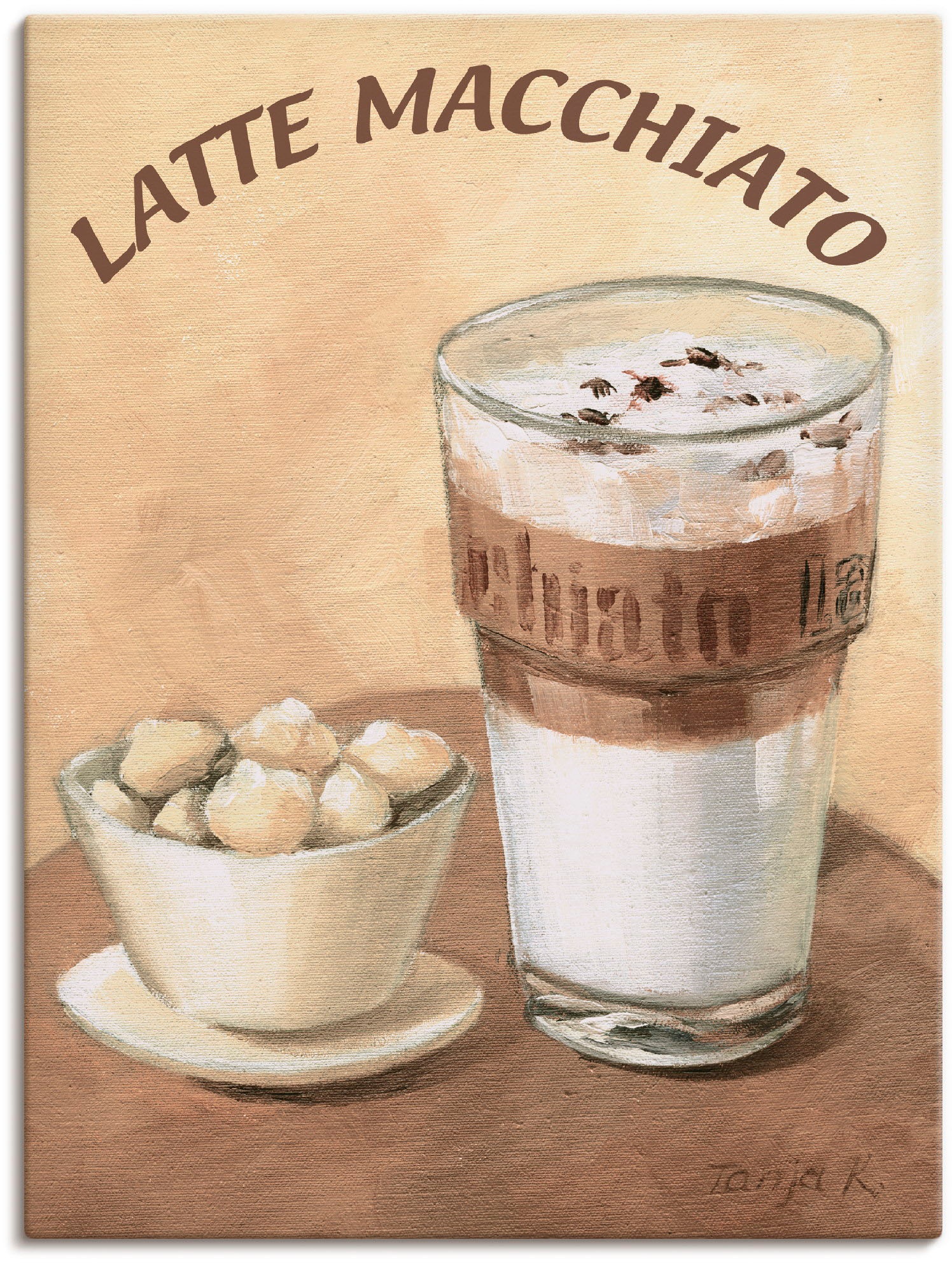 Image of Artland Leinwandbild "Latte Macchiato" Getränke 1 Stk. tlg. auf Holzrahmen gespannt