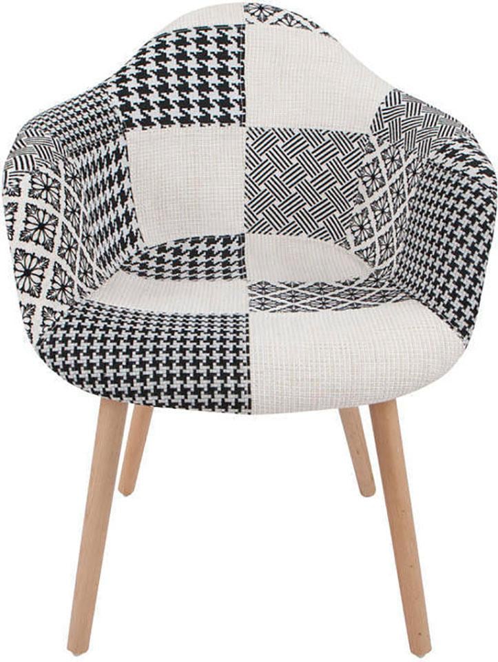 Kayoom Polsterstuhl »Stuhl Dave 110 2er-Set Multi, bequemer Stuhl mit Patchwork-Muster«, (Set), 2 St., stilvoll, elegant, elegante Naturholzbeine, attraktive Farbkombination