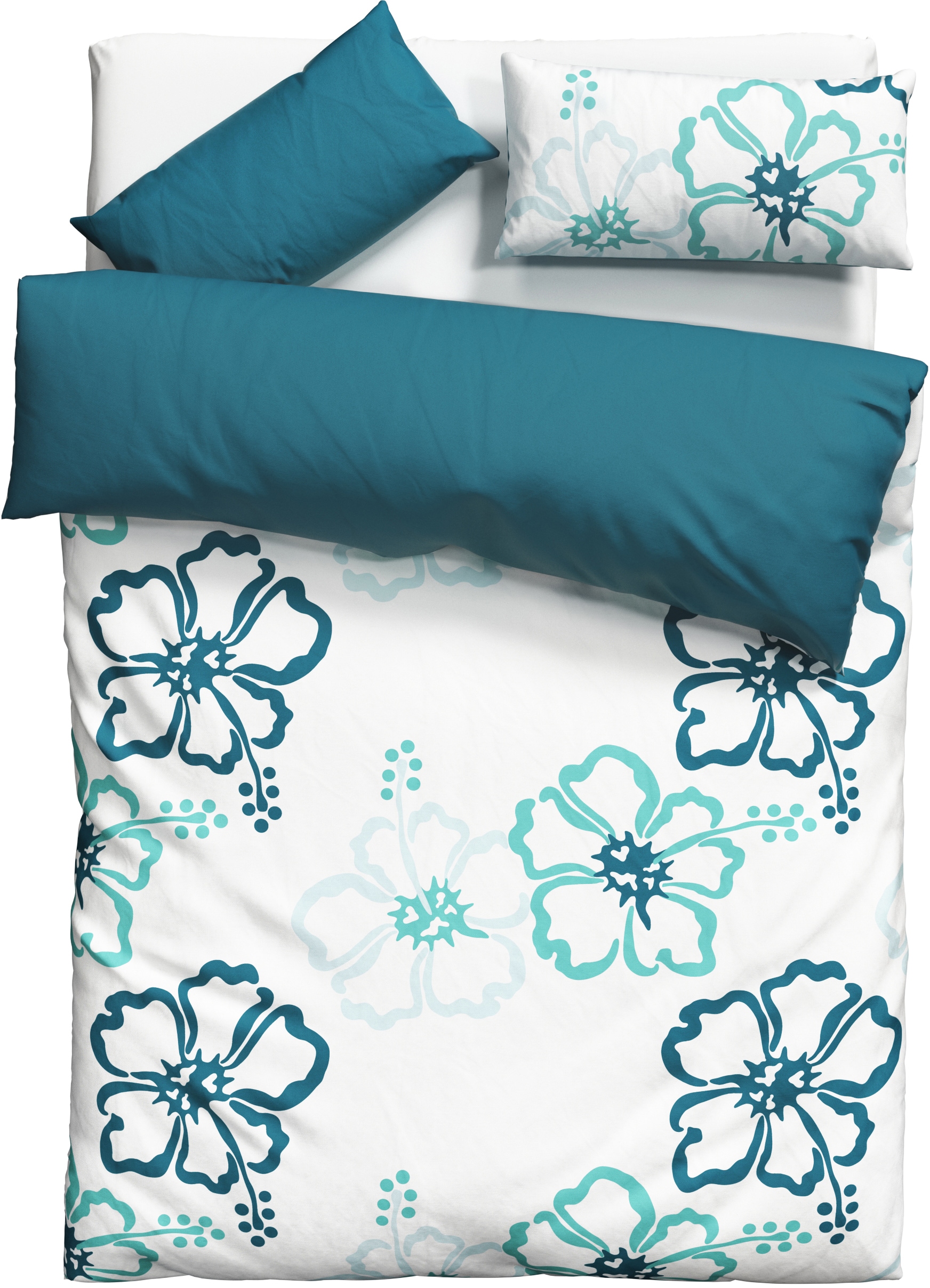 my home Linge de lit réversible »Litschi« 2 tlg. ab Grösse 135x200 cm, mit Blumen, in 2 Qualitäten erhältlich, Hawaii