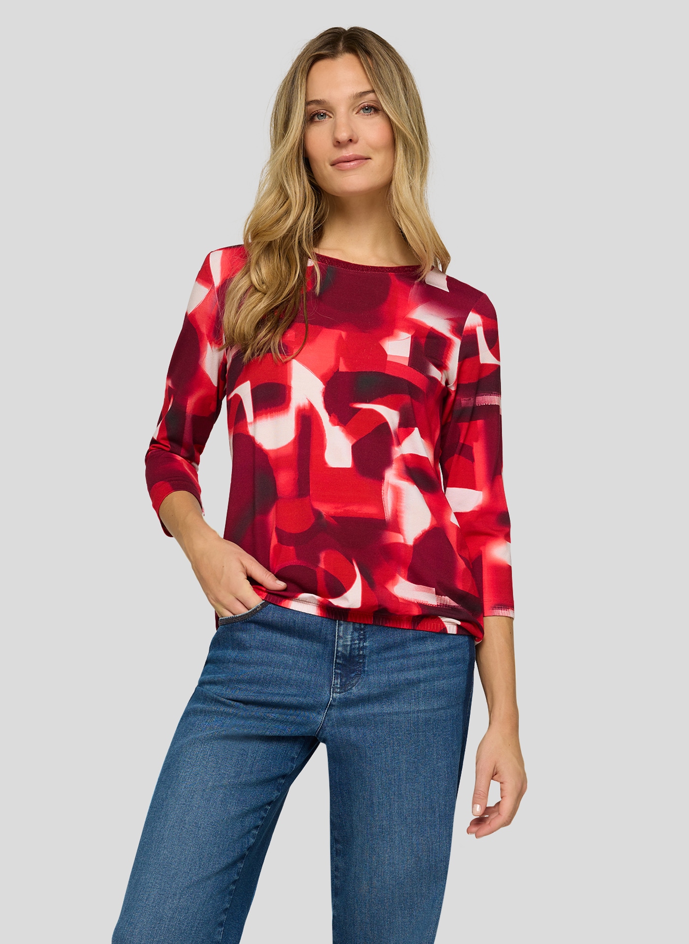 Image of Rabe 3/4-Arm-Shirt mit grafischem Muster und Glitzer-Rundhals