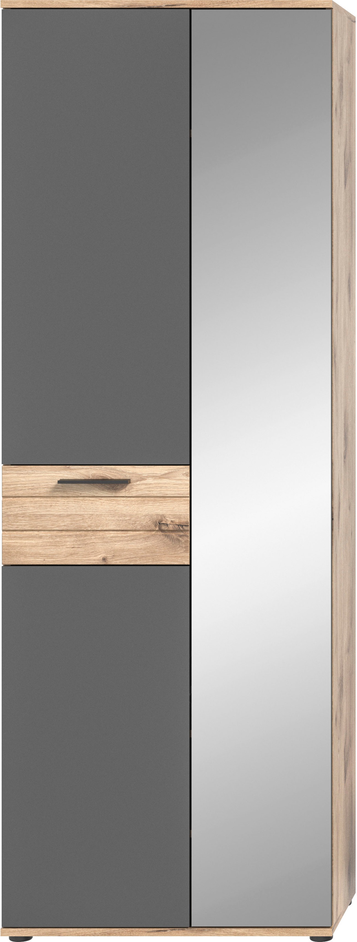 INOSIGN Garderoben-Set »Riga, Breite 280 cm, hochwertige Rillenfräsung, 5-teilig, best. aus:«, (Set, 5 St.), Garderobenschrank, Sitzbank, Paneel, Garderobenspiegel, Schuhkommode