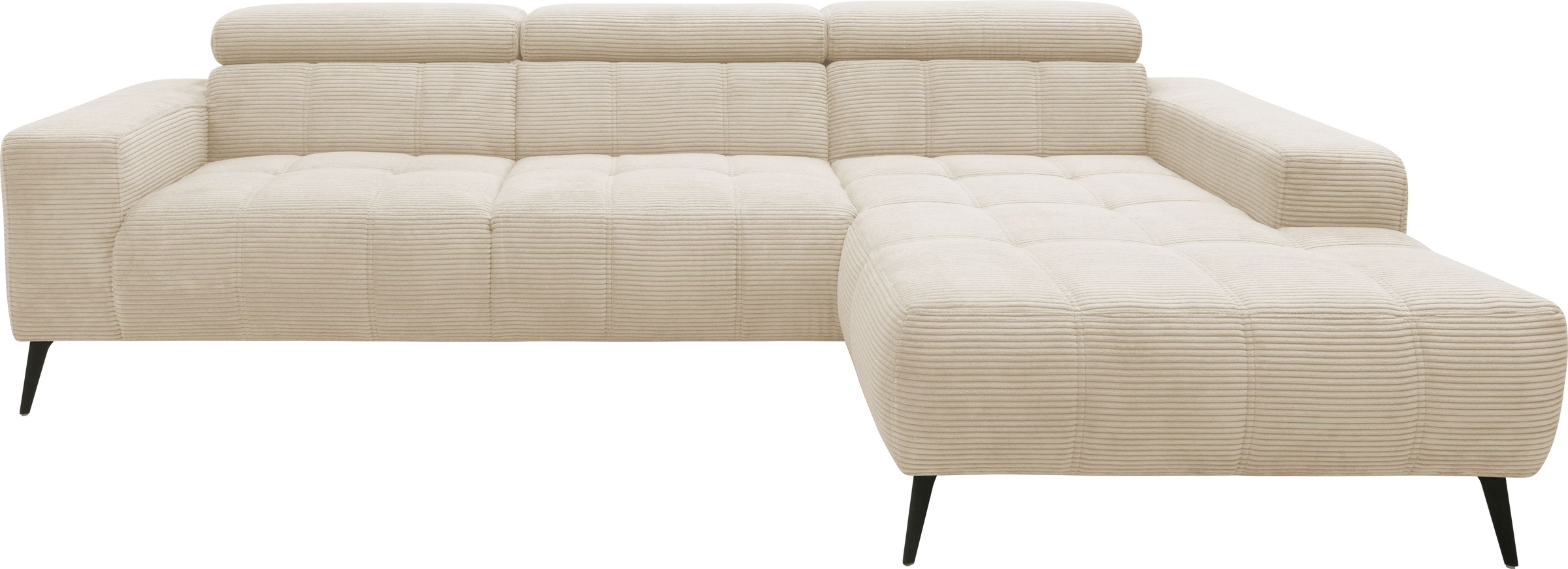DOMO collection Ecksofa »Trento L-Form, mit Kufenfuss oder Einzelfuss«, wahlweise mit Kopfteilverstellung, Recamiere links/rechts bestellbar