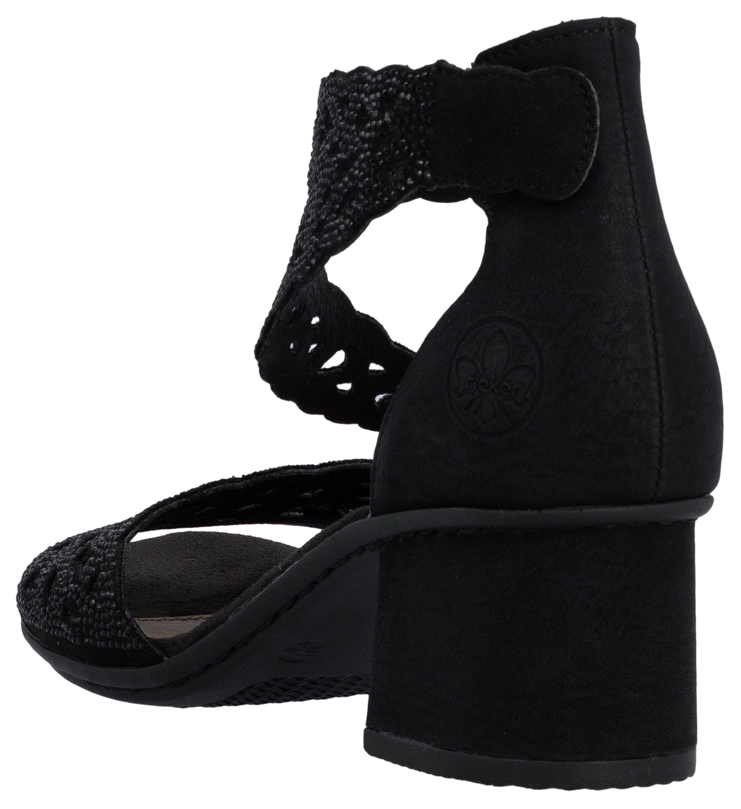 Rieker Sandales  chaussure de fête, talon bloc, avec fermeture velcro pratique