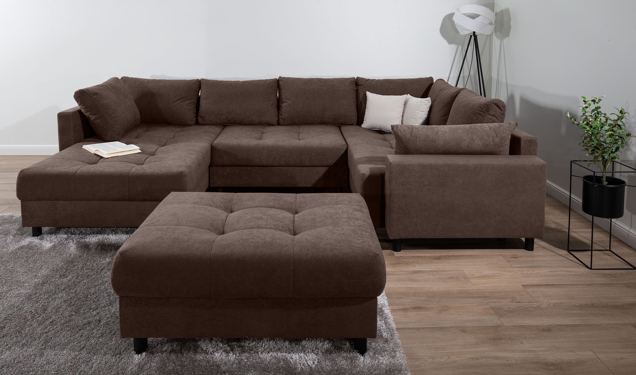 COLLECTION AB Paysage de salon »Toni U-Form, B: 298 cm« Set: Sofa & Hocker, 2 Zierkissen, Federkern