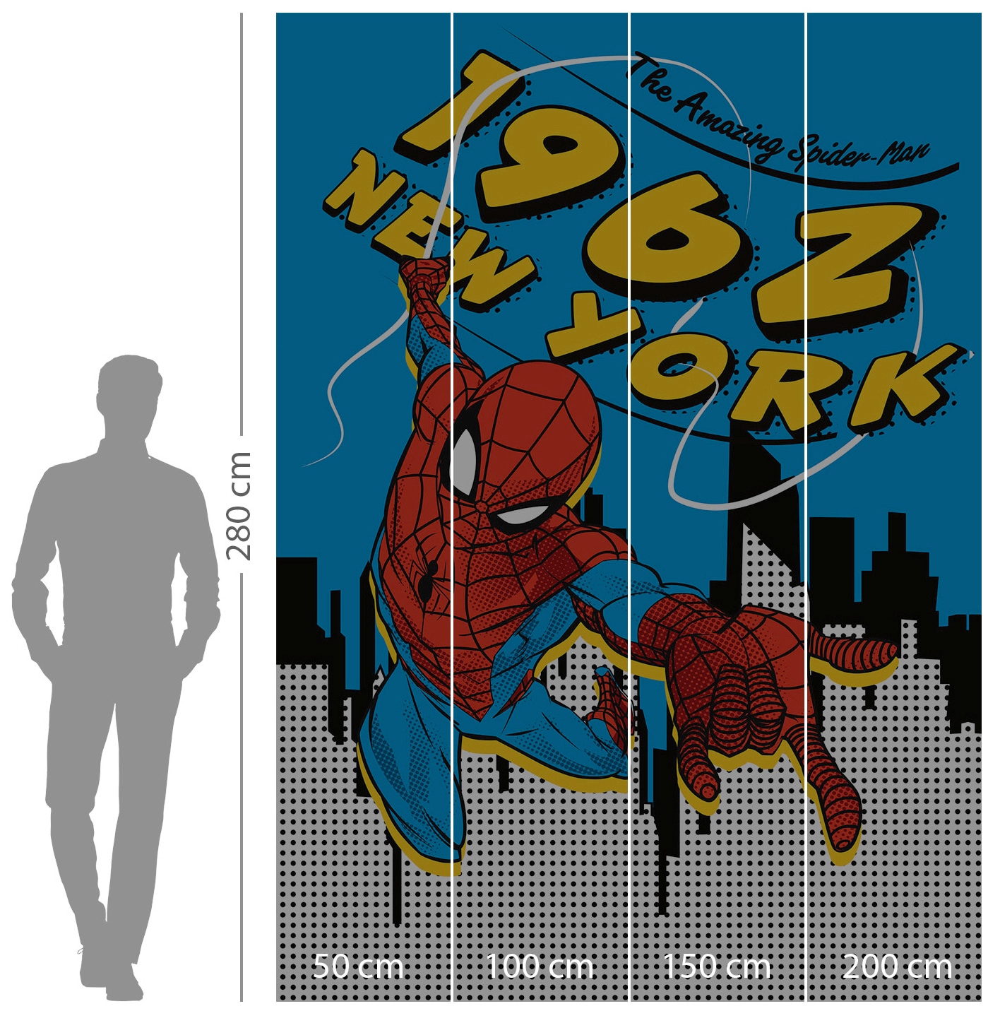 Komar Vliestapete »Digitaldruck Vlies - Spider-Man 1962 - Grösse 200 x 280 cm«, bedruckt, Kinderzimmer