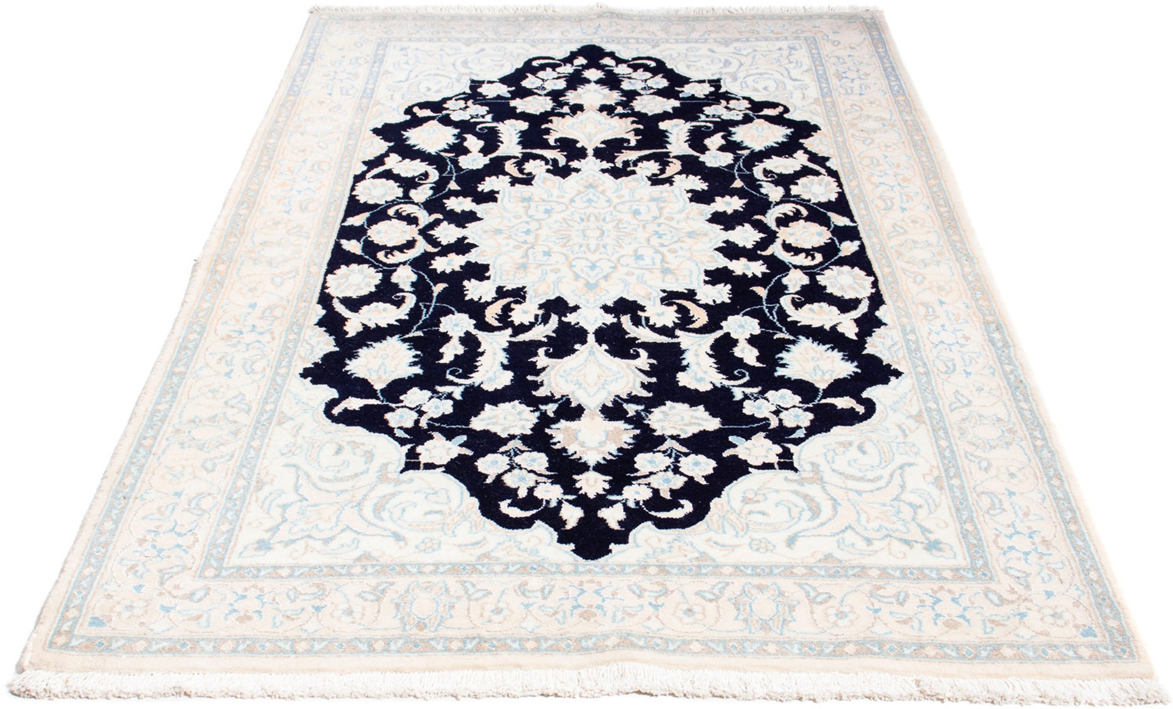 Image of morgenland Orientteppich »Perser - Nain - Royal - 204 x 123 cm - beige«, rechteckig, 10 mm Höhe, Wohnzimmer, Handgeknüpft, Einzelstück mit Zertifikat bei Ackermann Versand Schweiz