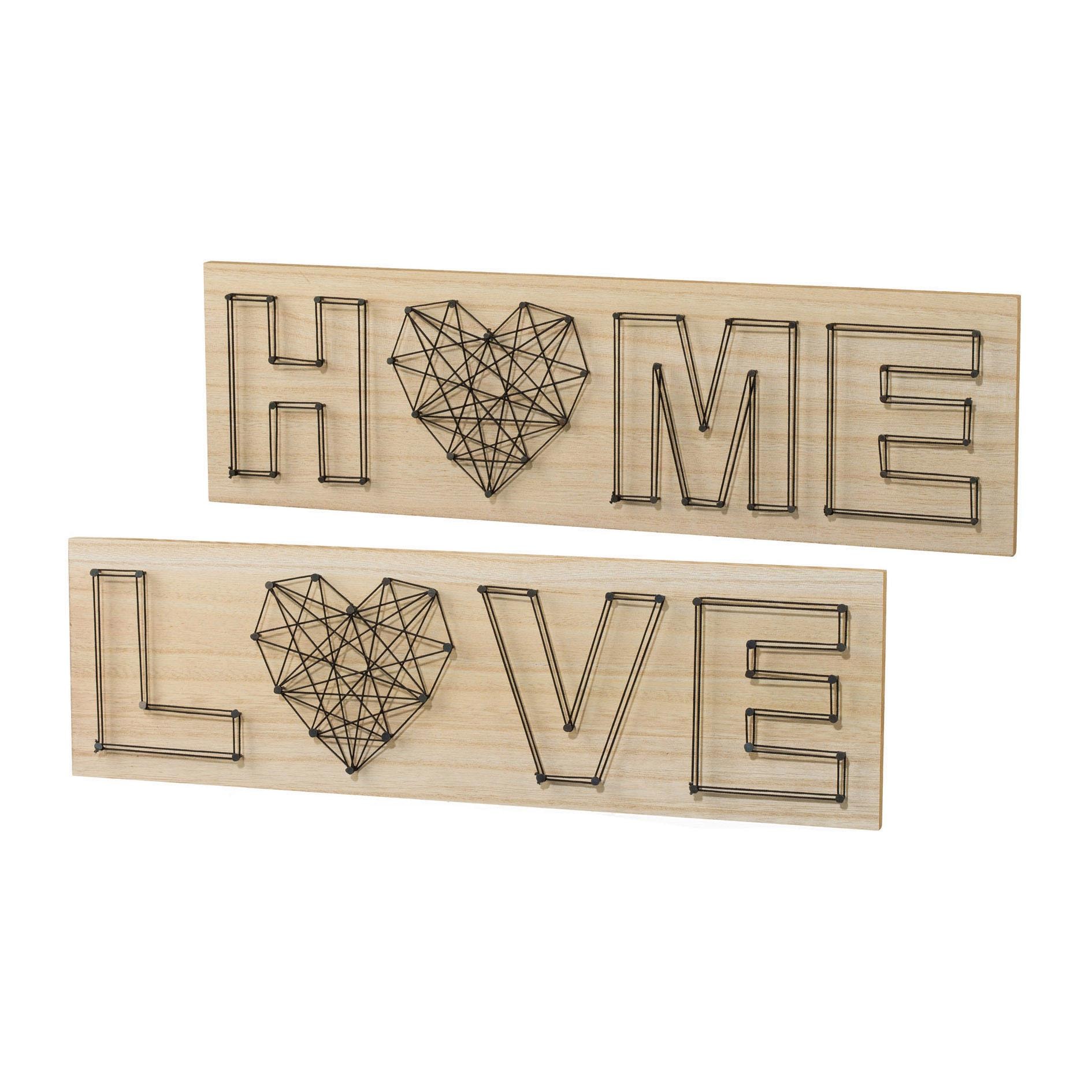 Image of Creativ home Holzbild Set, 2 Stk. tlg. Wanddeko, aus Holz, mit Schriftzug
