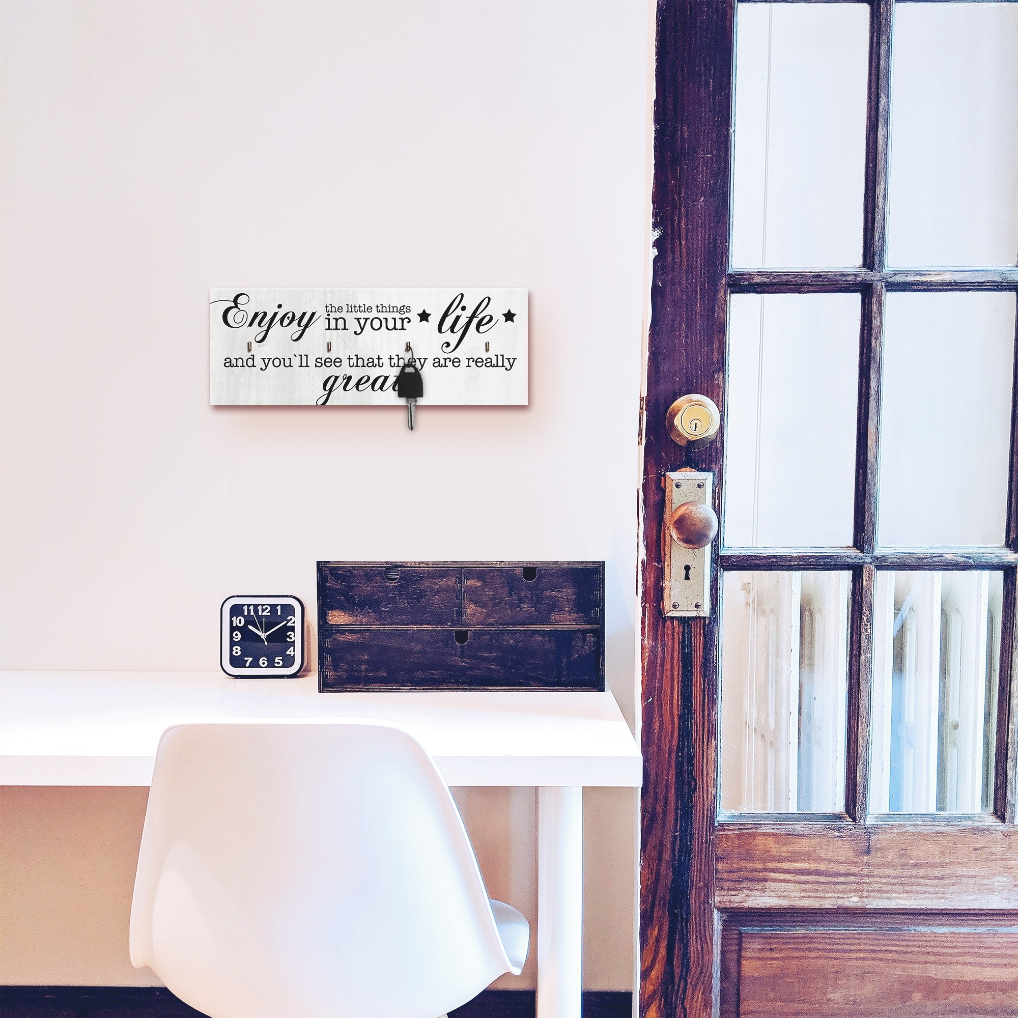 Image of Artland Hakenleiste »Geniesse die kleinen Dinge«, aus Holz mit 4 Schlüsselhaken – Schlüsselboard, Schlüsselbretter, Schlüsselhalter, Schlüsselaufhänger für den Flur – Stil: Modern bei Ackermann Versand Schweiz