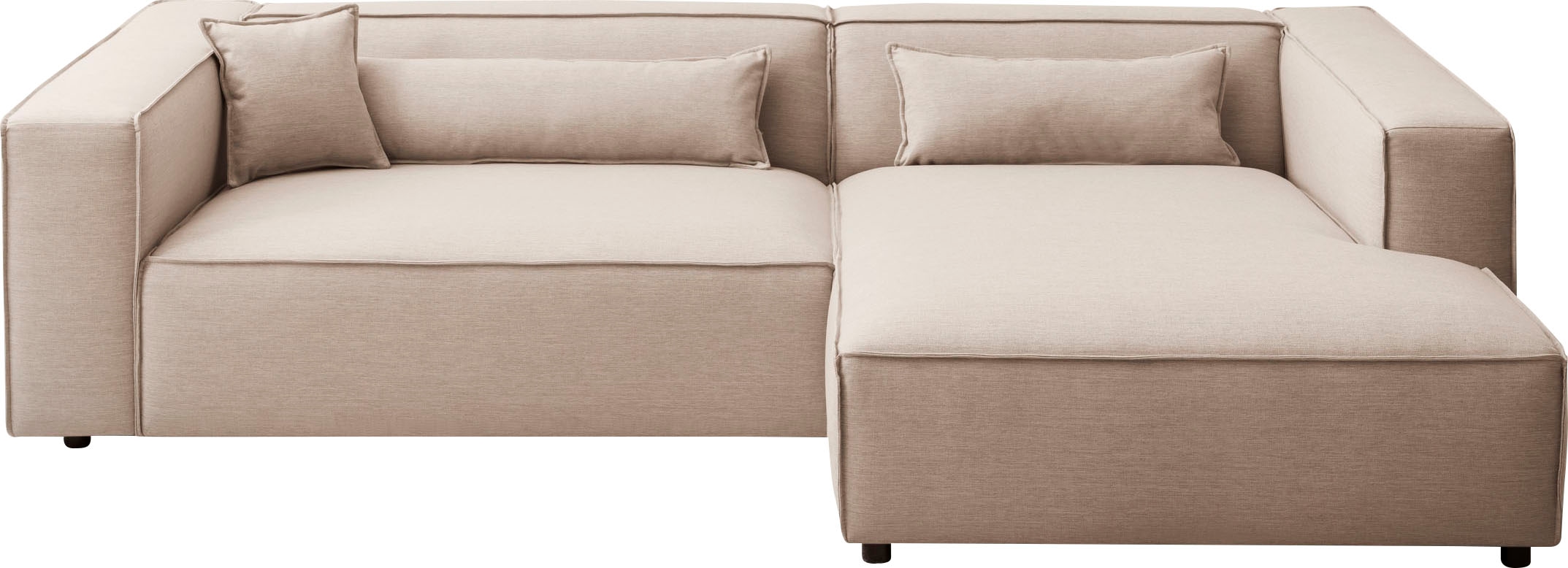 LeGer Home by Lena Gercke Ecksofa »PIARA XXL, Big-Sofa in Cord oder Leinenoptik, L-Form, mit Kedernaht«, wahlweise Ottomane rechts/links, schwarze Füsse, extra tiefe Sitzfläche