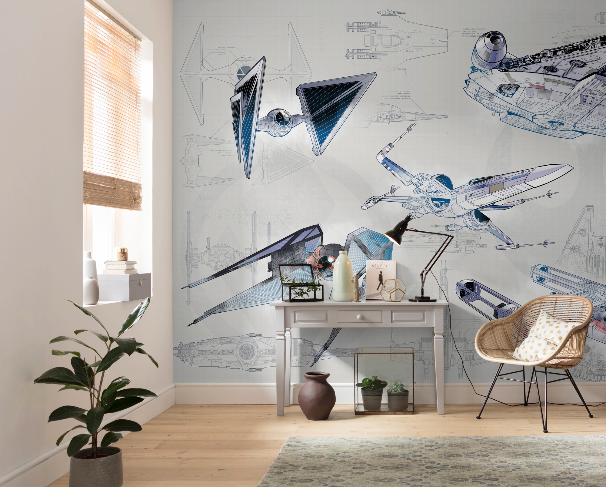 Komar Vliestapete »Digitaldruck Vlies - Star Wars Blueprint Light - Grösse 400 x 280 cm«, bedruckt, Kinderzimmer