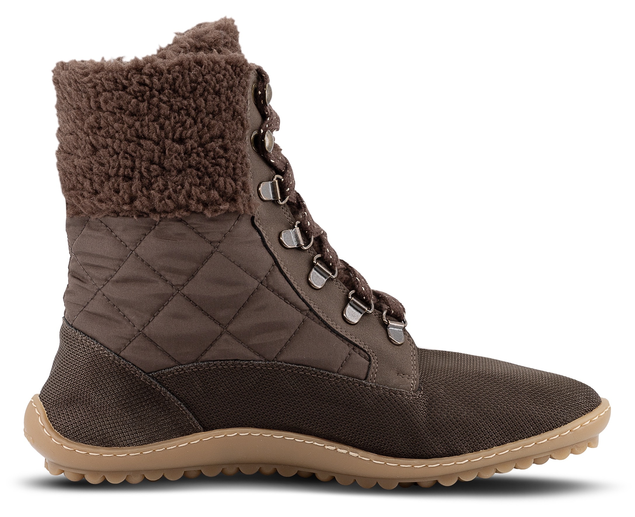 Leguano Chaussures pieds nus »NICEBARE«  chaussure à lacets, bottines d’hiver avec fausse fourrure au col