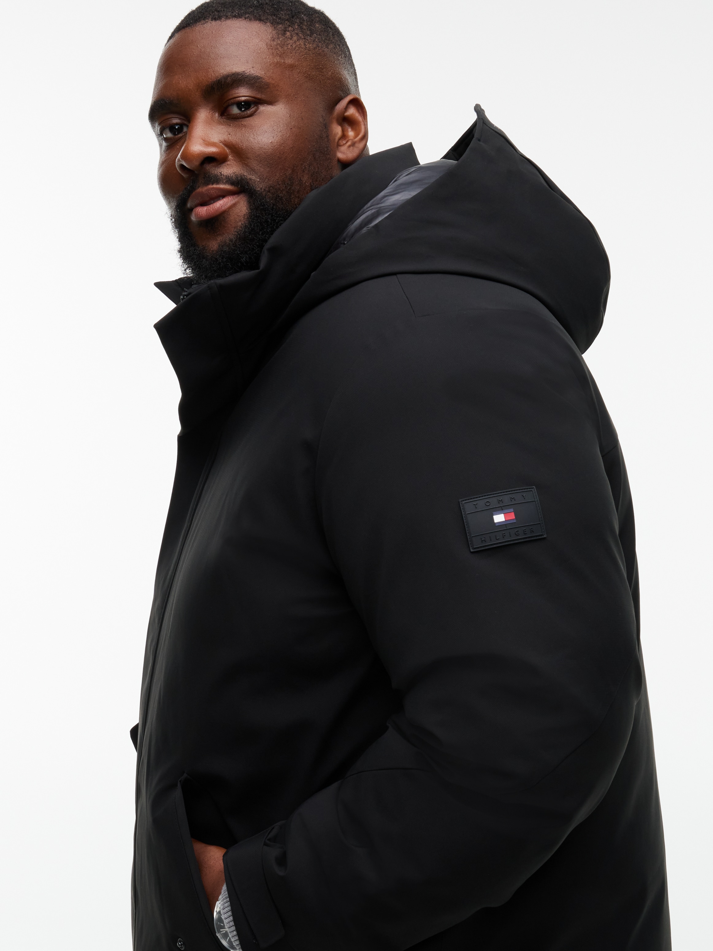 Tommy Hilfiger Big & Tall Funktionsmantel »HOODED PARKA« Grosse Grössen Tech Winterparka Jacke Wasserabweisend abnehmbare Kapuze