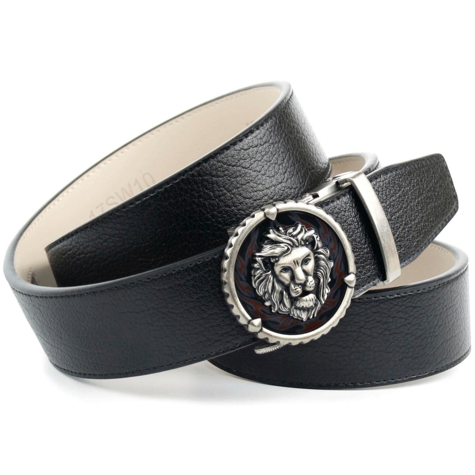 Image of Anthoni Crown Ledergürtel, Automatik-Schliesse mit Löwen-Motiv im Antik-Finish bei Ackermann Versand Schweiz