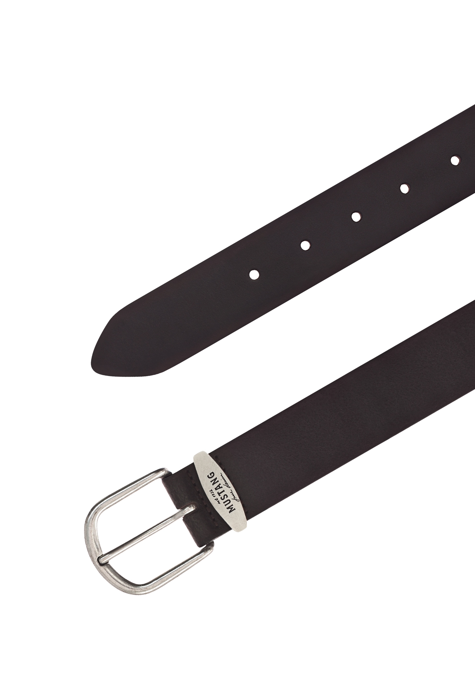 MUSTANG Ceinture en cuir Damen-Gürtel mit Logo-Schriftzug auf der Schlaufe