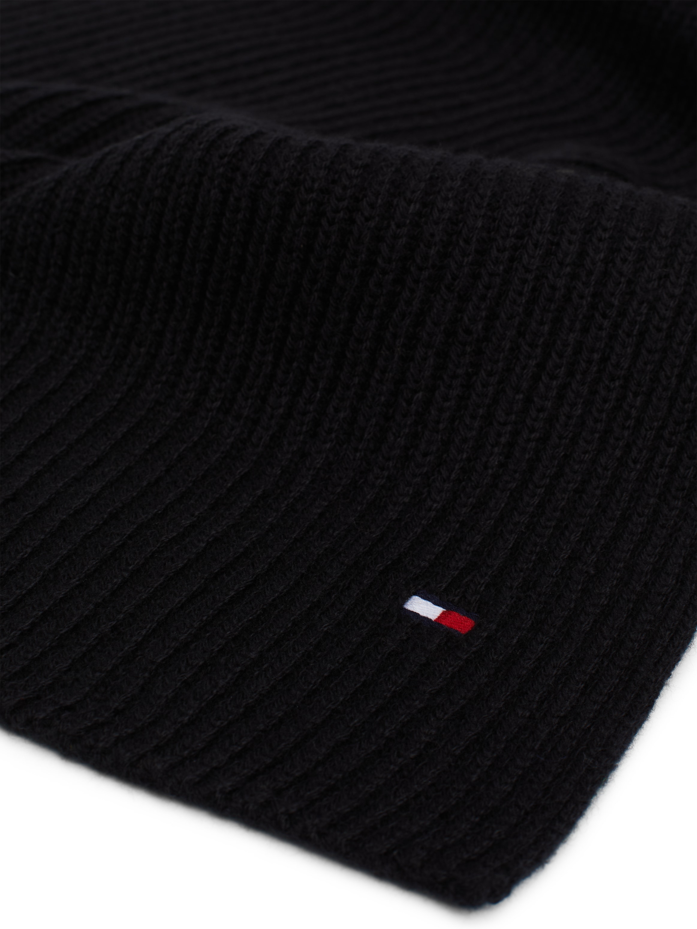 Tommy Hilfiger Écharpe tricotée »TH FLAG PIMA COTTON CASH SCARF« avec broderie logo, avec une part de cachemire Unisexe