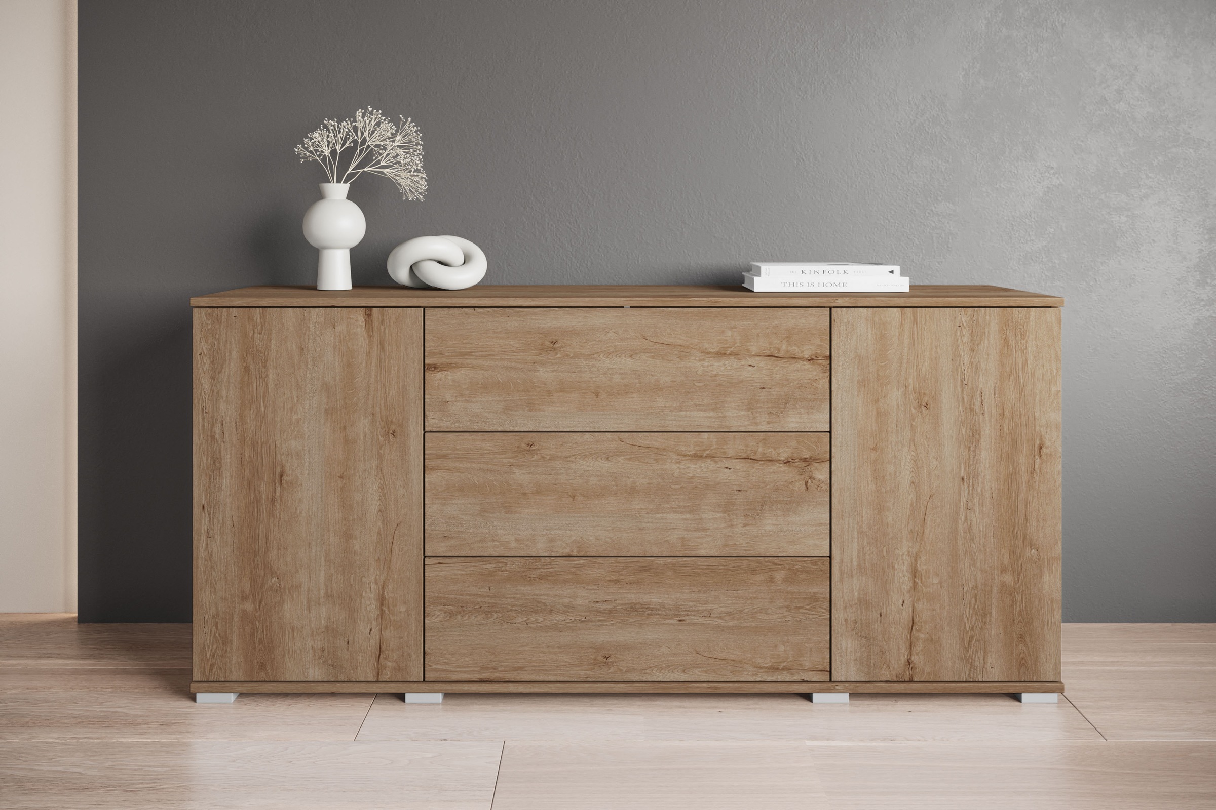 Image of GOODproduct Sideboard "Kenia, Kommode für das Schlafzimmer/Wohnzimmer" 1 Stk. tlg. Modernes Sideboard mit 3 Schubladen und 4 Fächern, Breite 150 cm