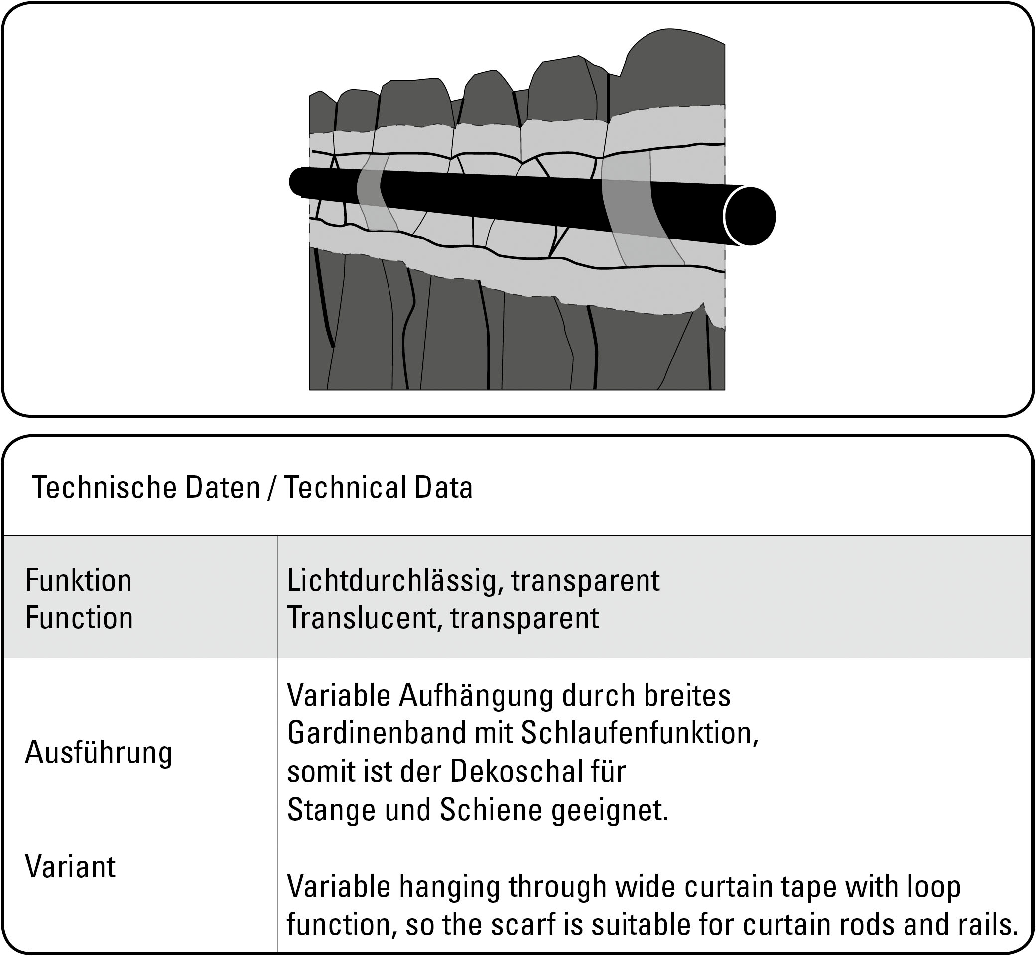 GARDINIA Gardine »Schal mit Gardinenband Snowvoile mit Blütendruck«, (1 St.), Stoff Snowvoile mit Blütendruck