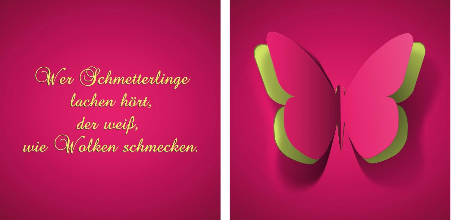 Image of queence Leinwandbild "Schmetterling" Kunst Modern Schmetterlinge Schriftzug Schriftzüge Spa Spa Bilder Sprüche Sprüche & Texte Tiere Set, Premium-Leinwandstoff, Handarbeit aus Deutschland, Spruch, 2er Set