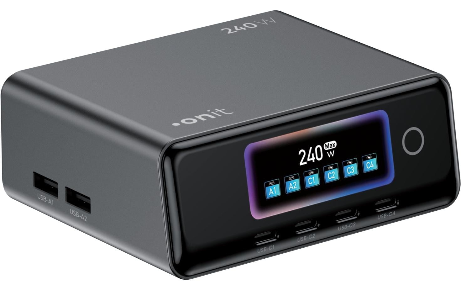 onit Station de charge »Desktop 4C2A 240 W GaN« Chargeur de bureau puissant avec six ports USB