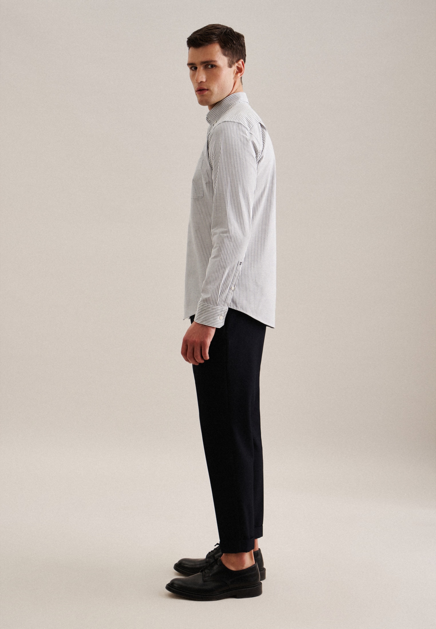 seidensticker Businesshemd »Schwarze Rose« Regular 1/1 Button-Down-Kragen Streifen