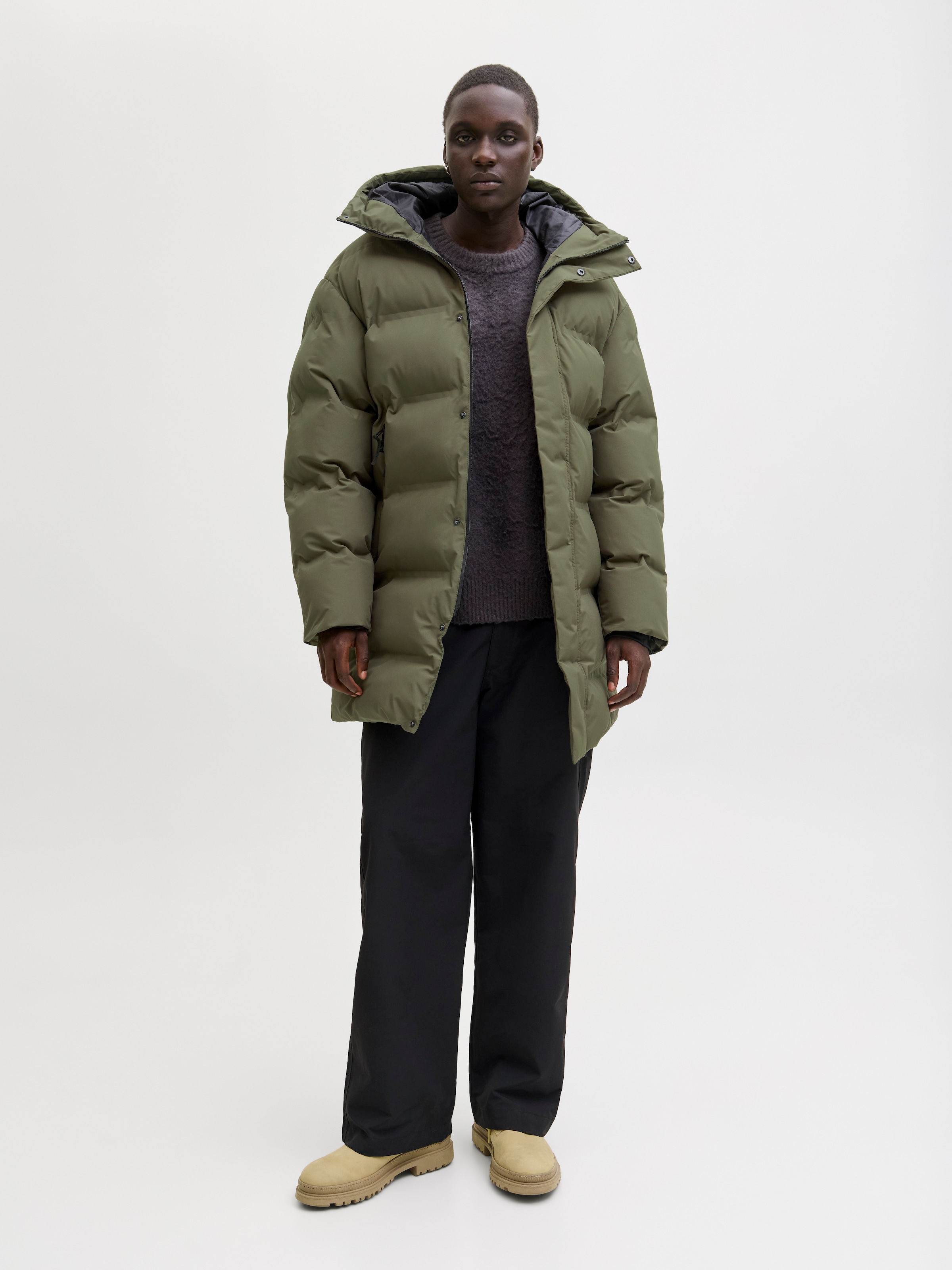 Jack & Jones Veste matelassée »JCOFUSION LONG PUFFER JACKET« mit Kapuze in langer Form