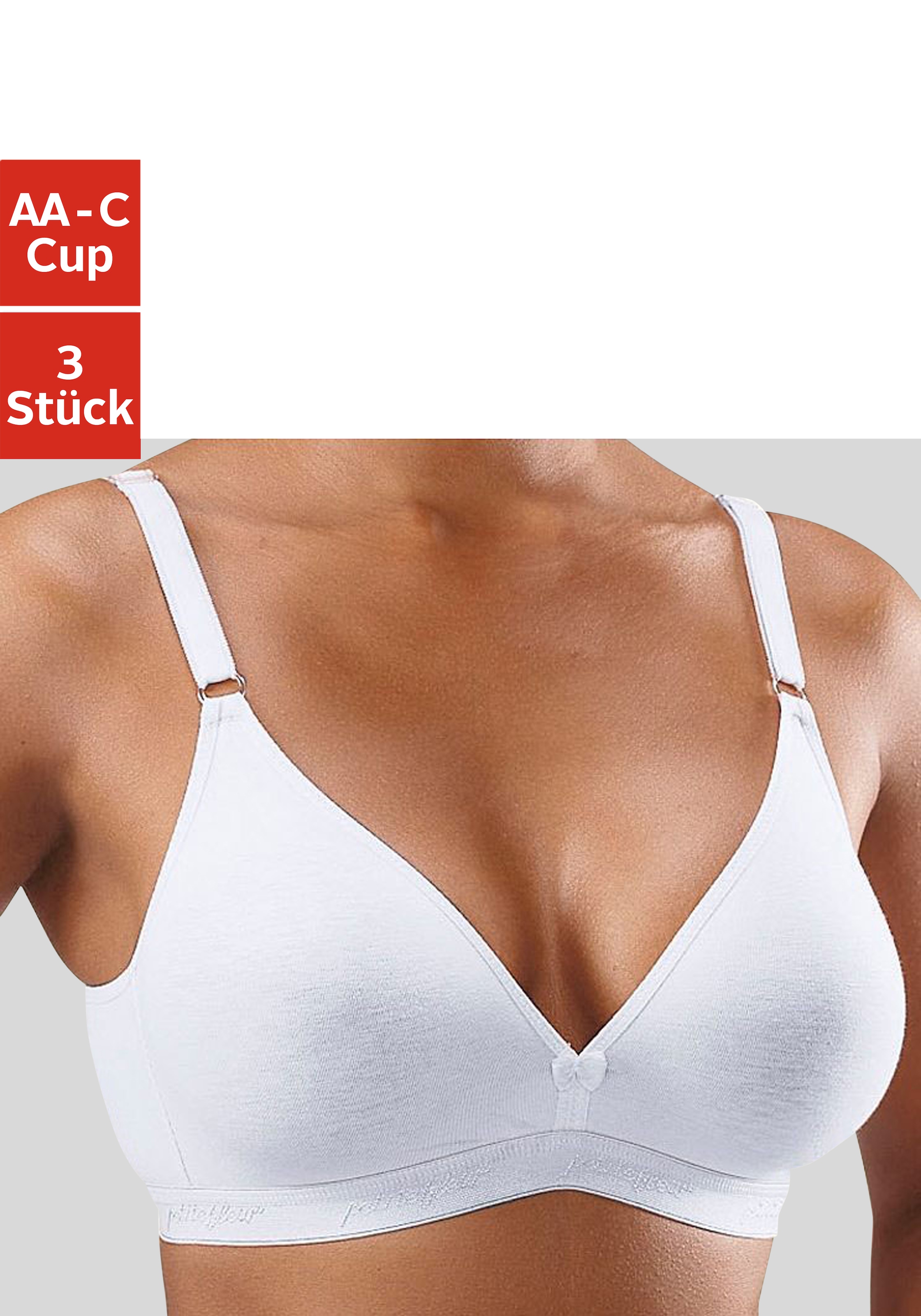 petite fleur by Lascana Bralette-BH Packung, 3 Stück, ohne Bügel im Triangel-Schnitt aus schöner Baumwolle